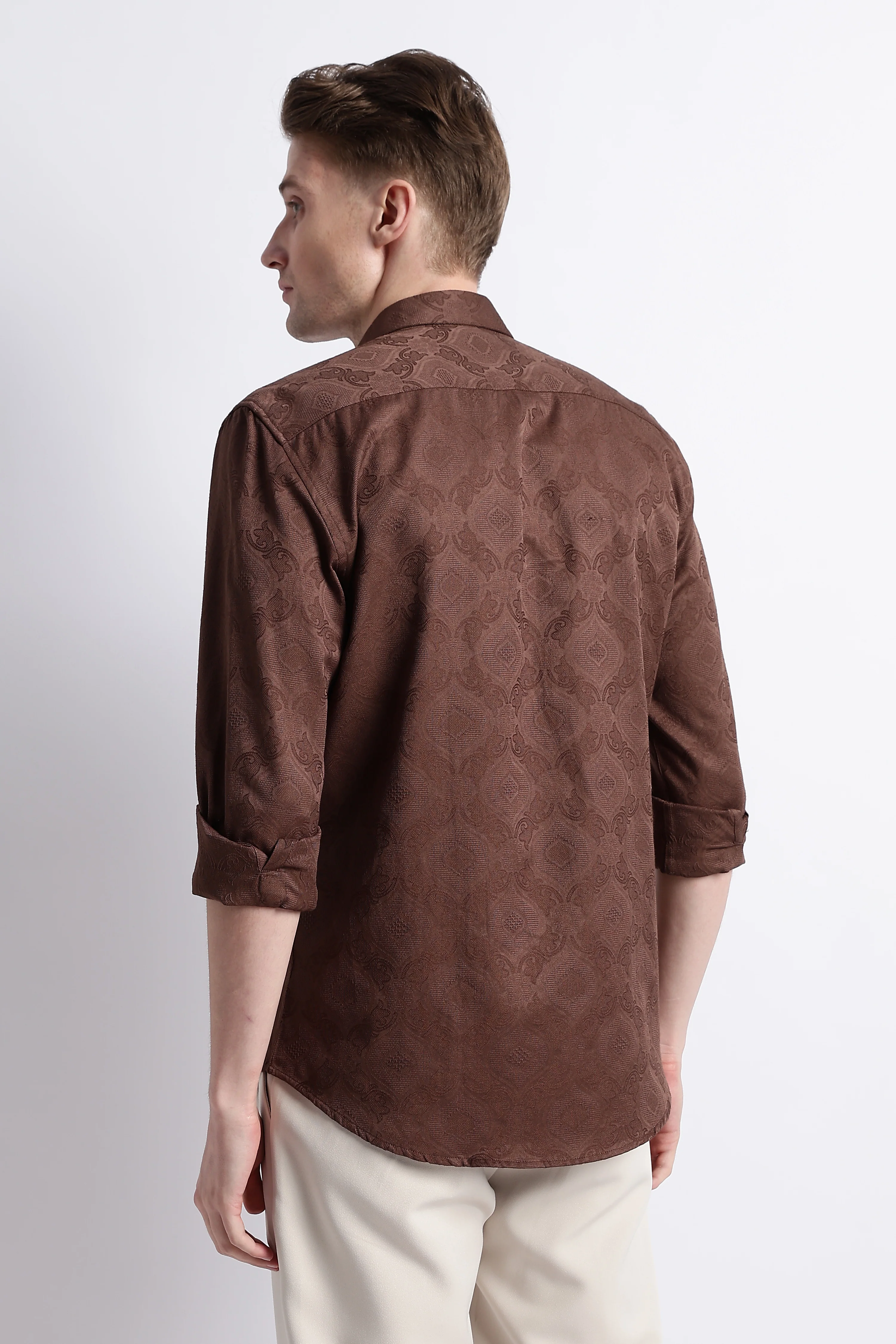 Men Textured Jacquard Shirt - Image 4