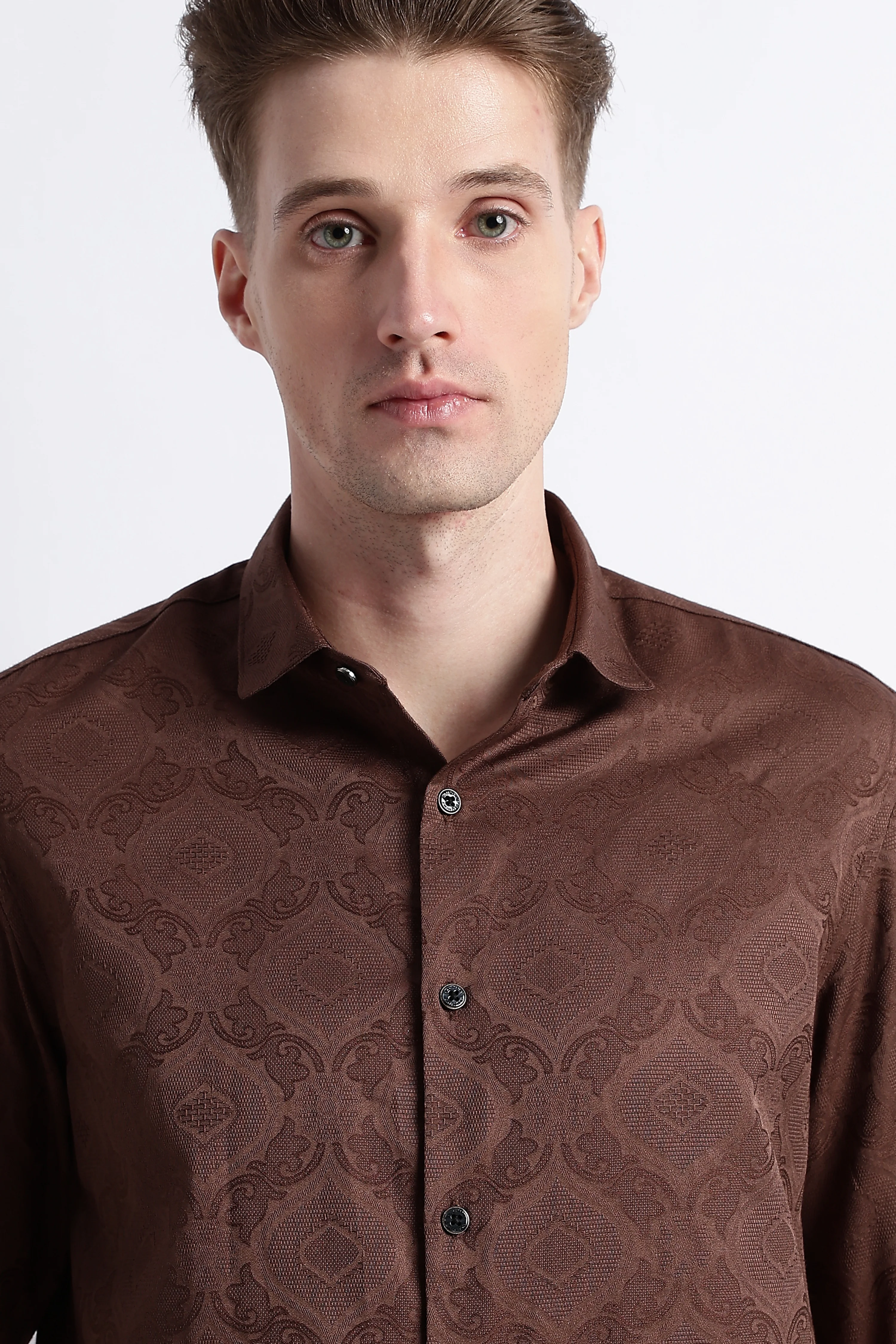 Men Textured Jacquard Shirt - Image 5