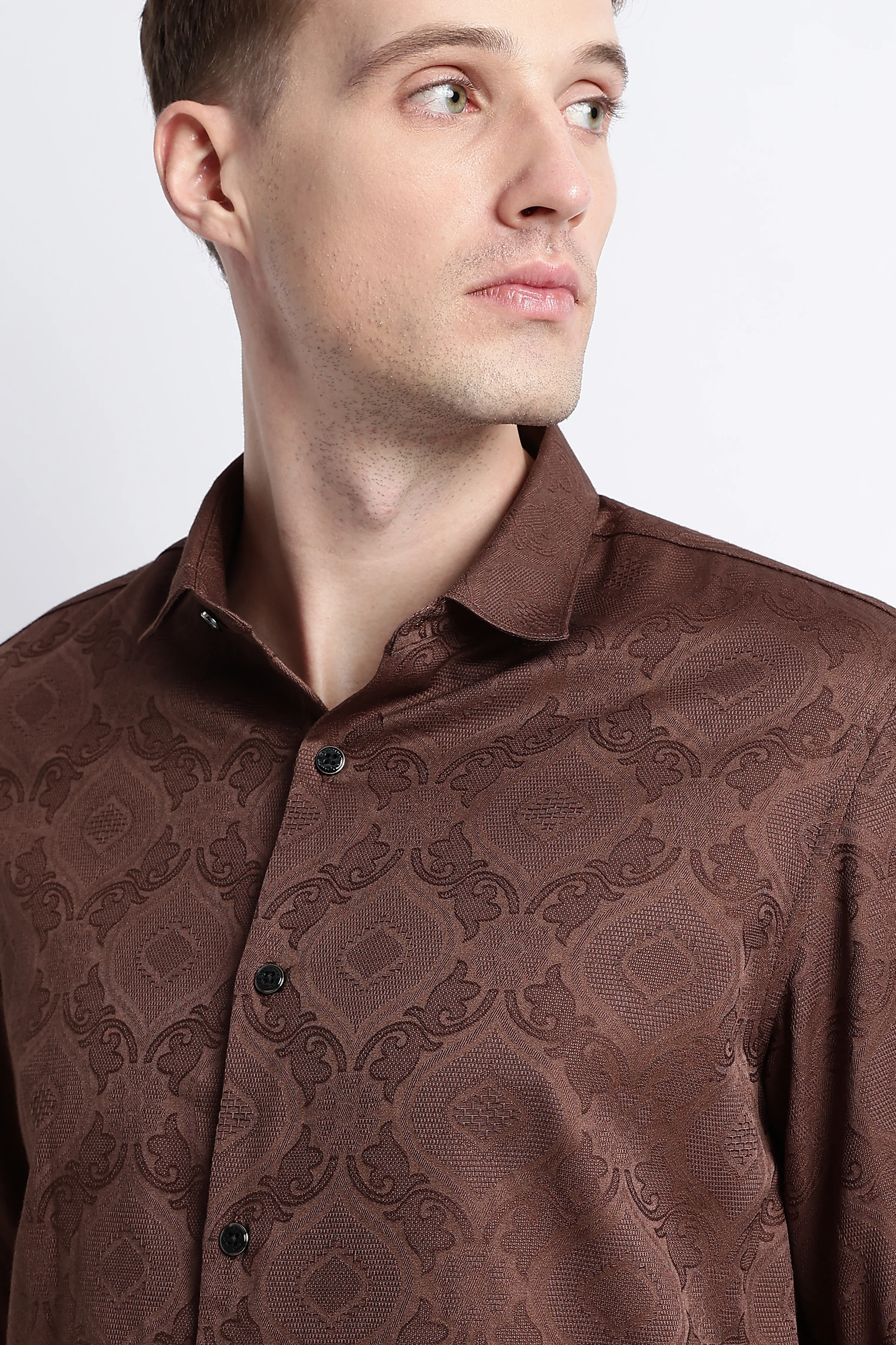 Men Textured Jacquard Shirt - Image 6