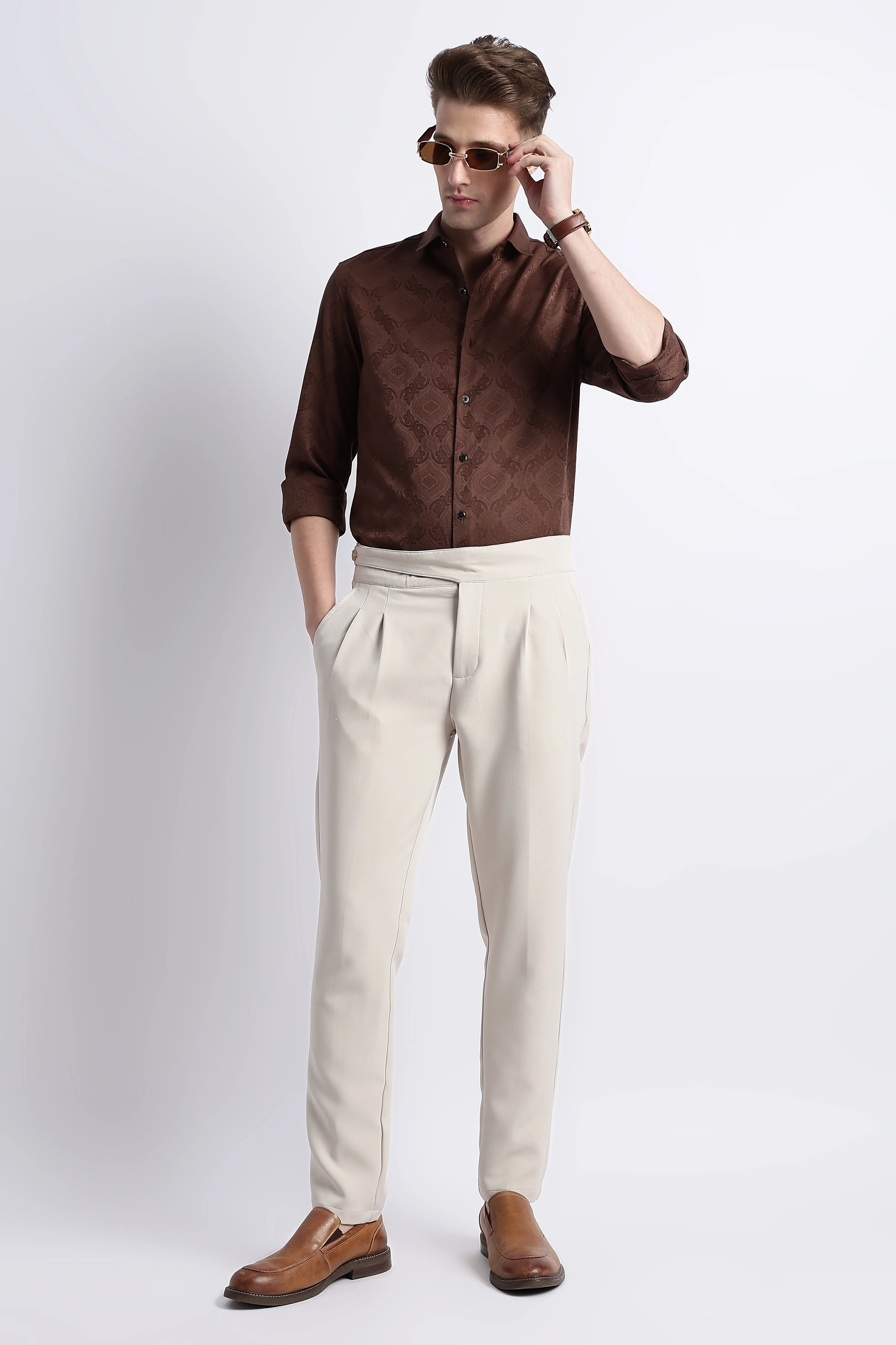 Men Textured Jacquard Shirt - Image 8