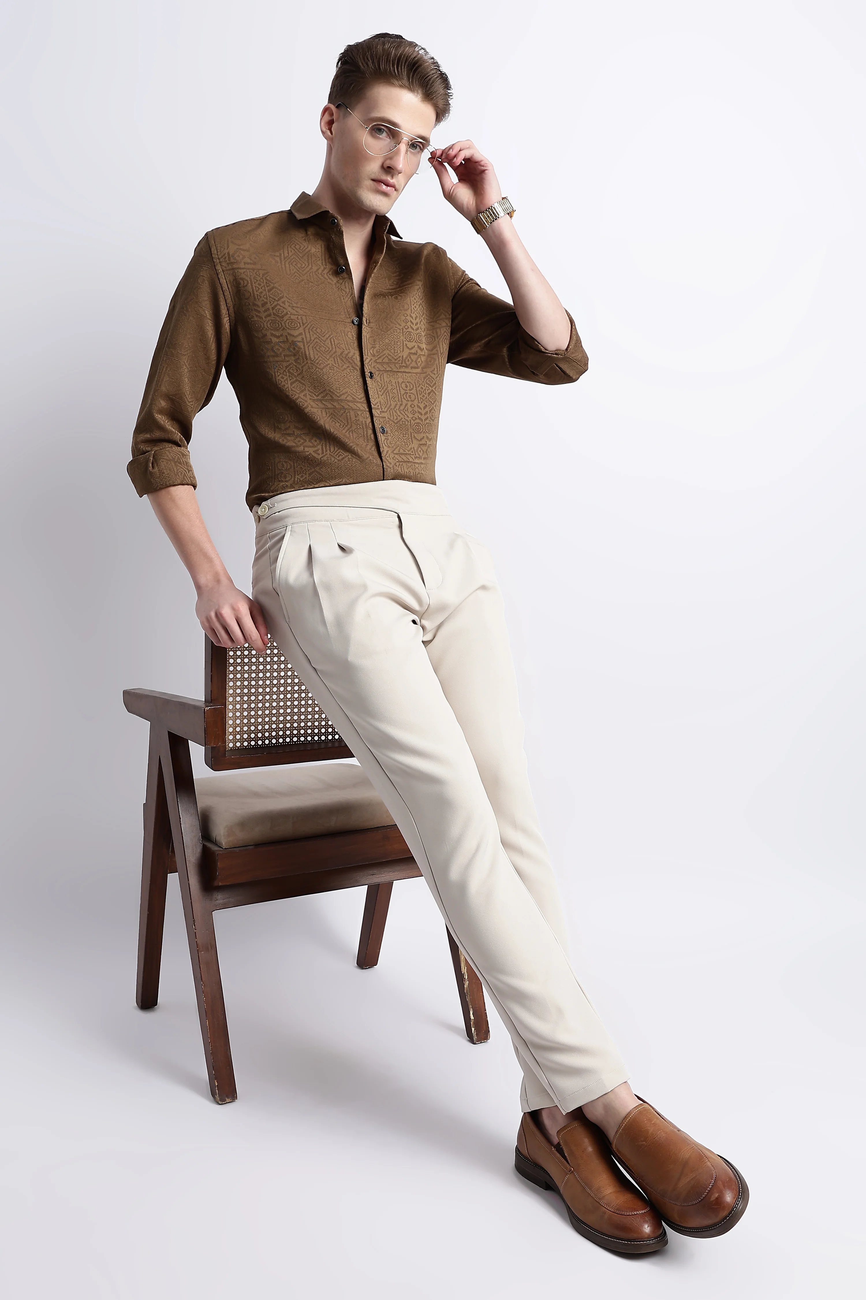 Men Textured Jacquard Shirt - Image 10