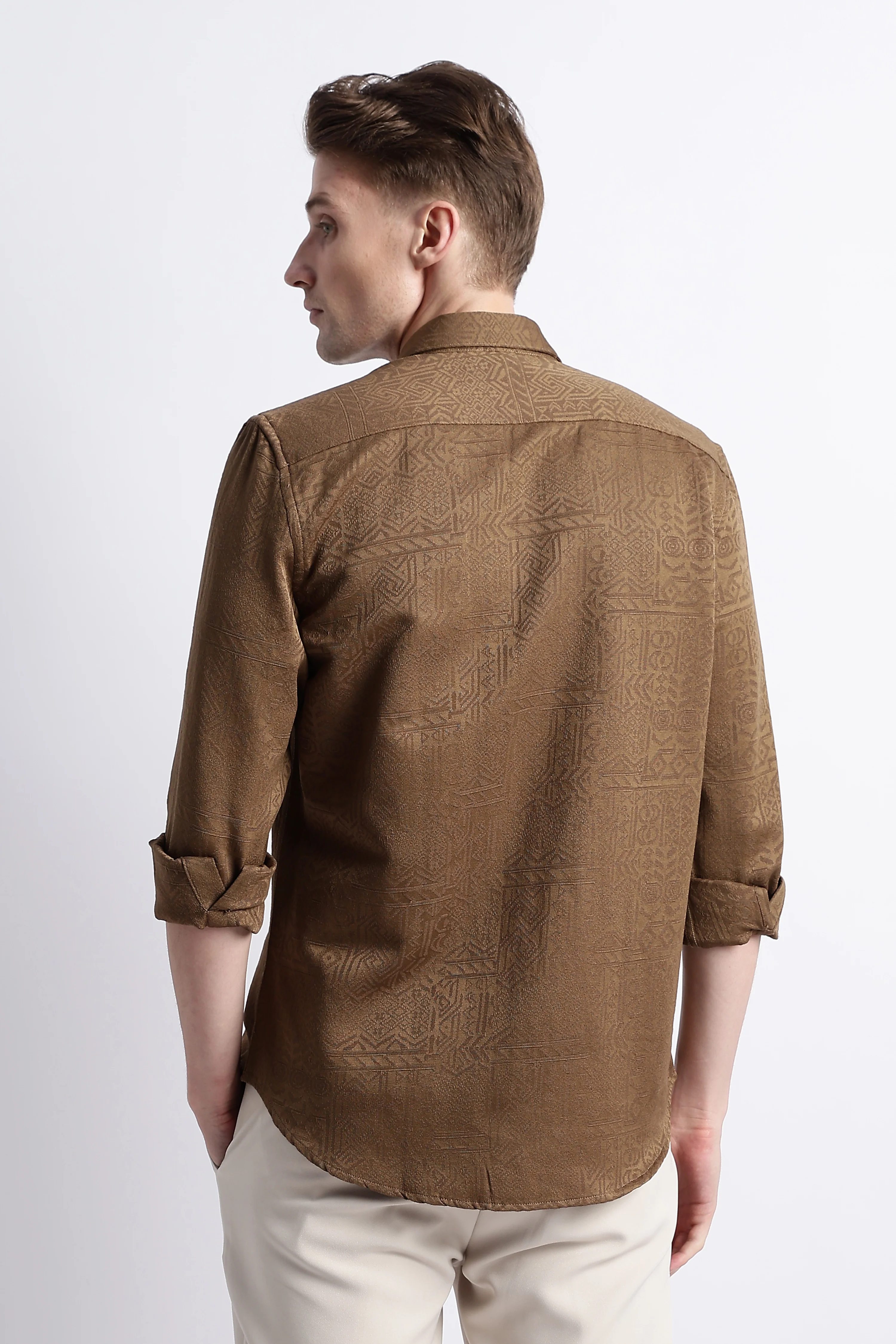 Men Textured Jacquard Shirt - Image 2