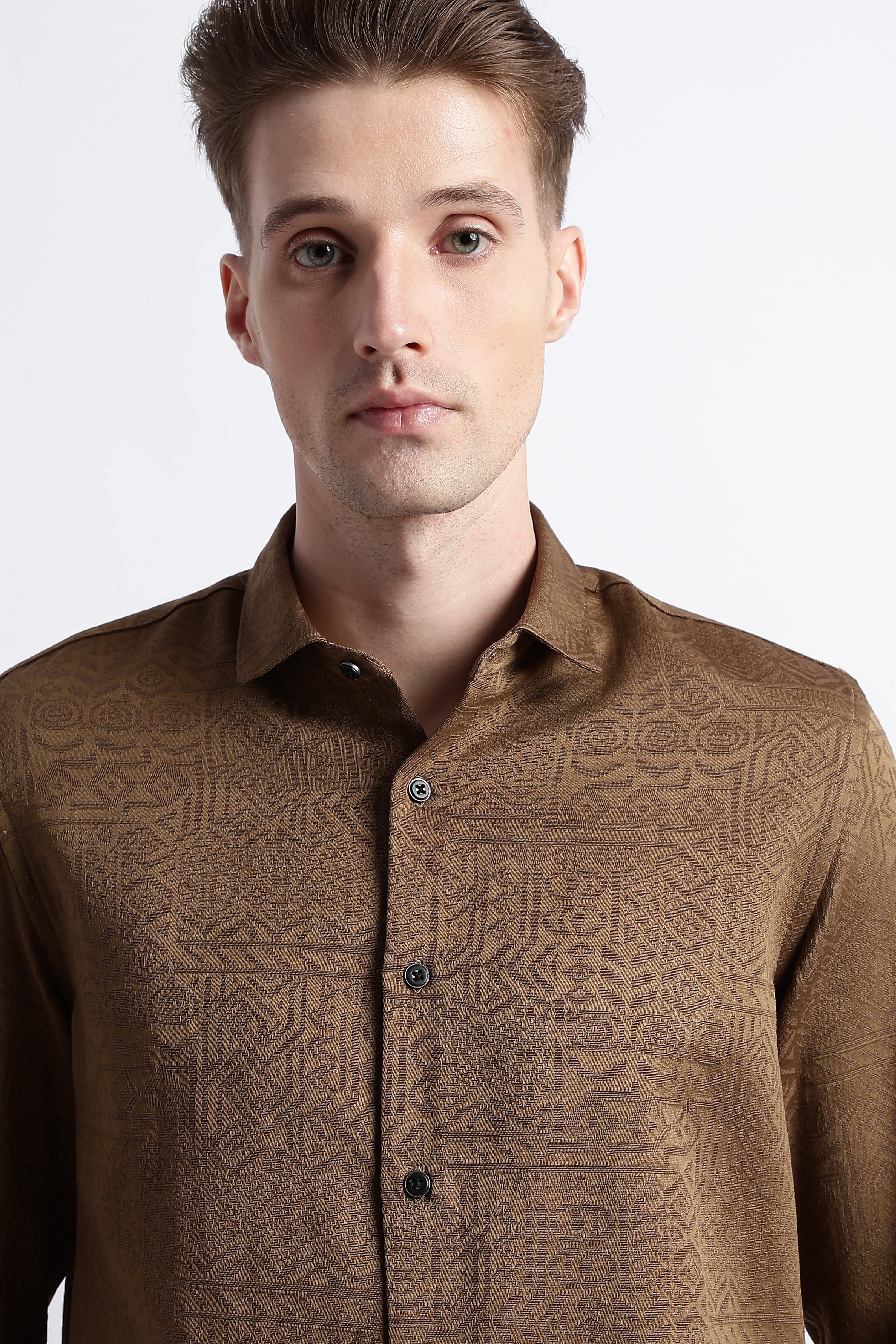 Men Textured Jacquard Shirt - Image 5