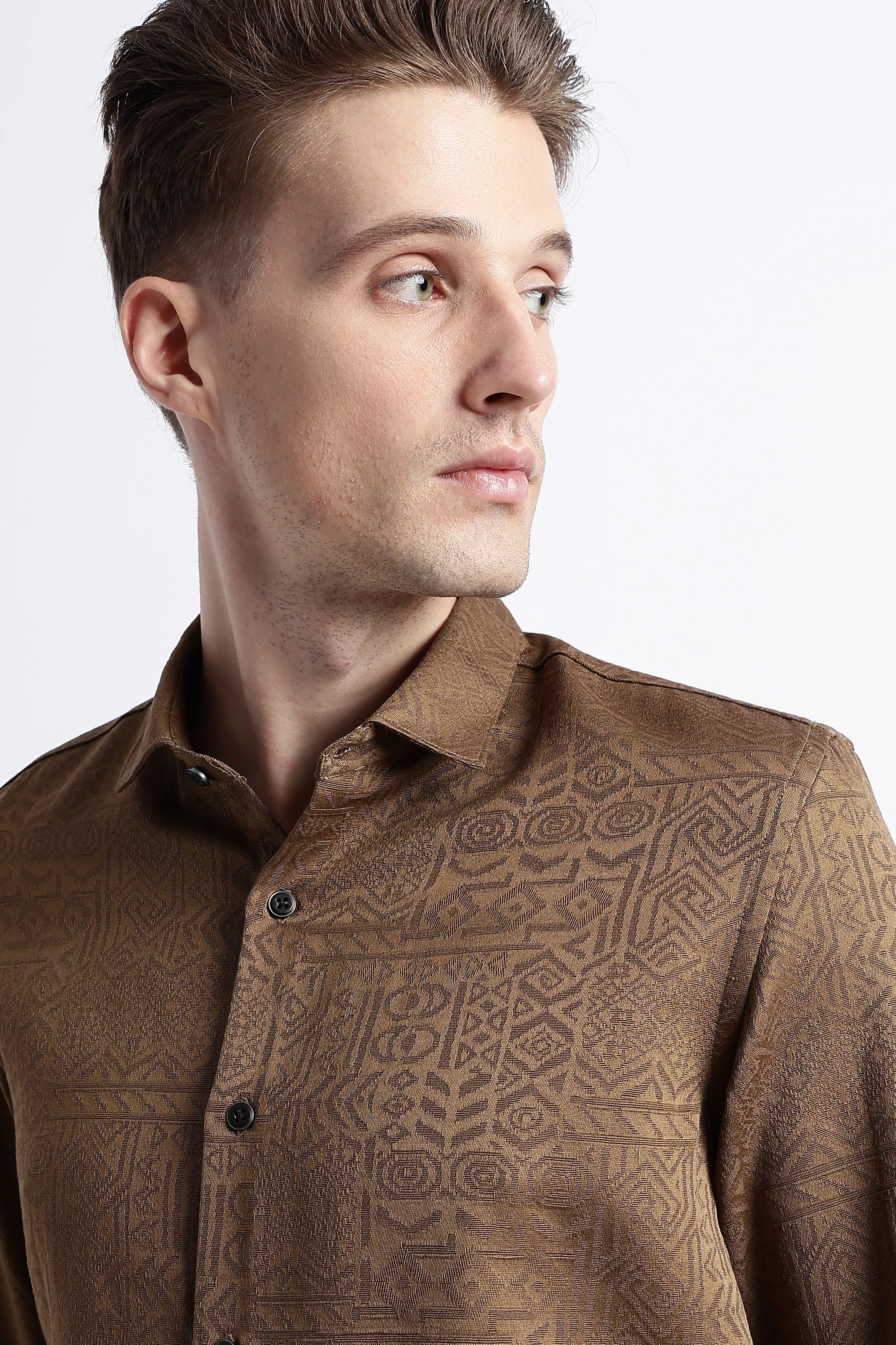 Men Textured Jacquard Shirt - Image 6