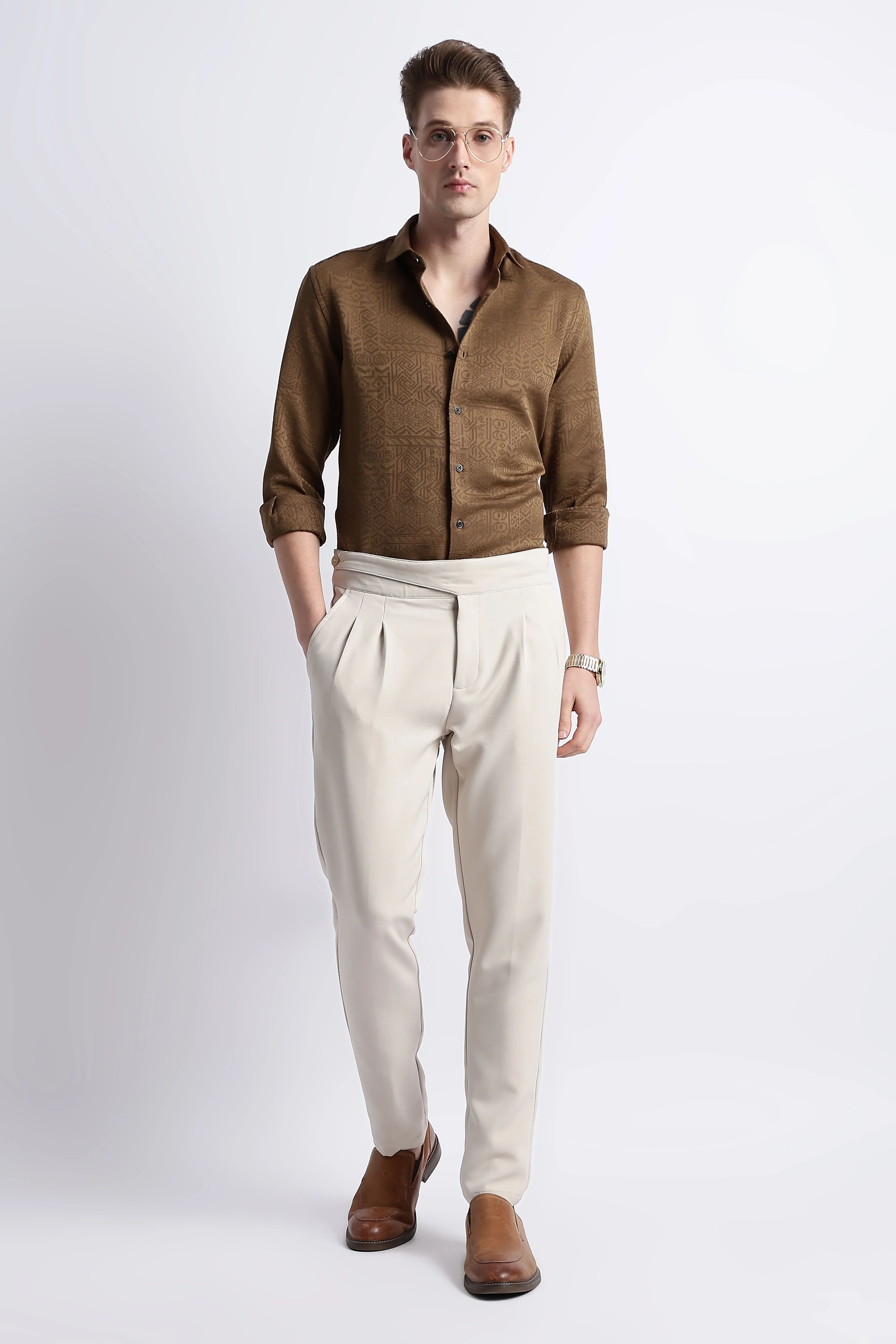Men Textured Jacquard Shirt - Image 7