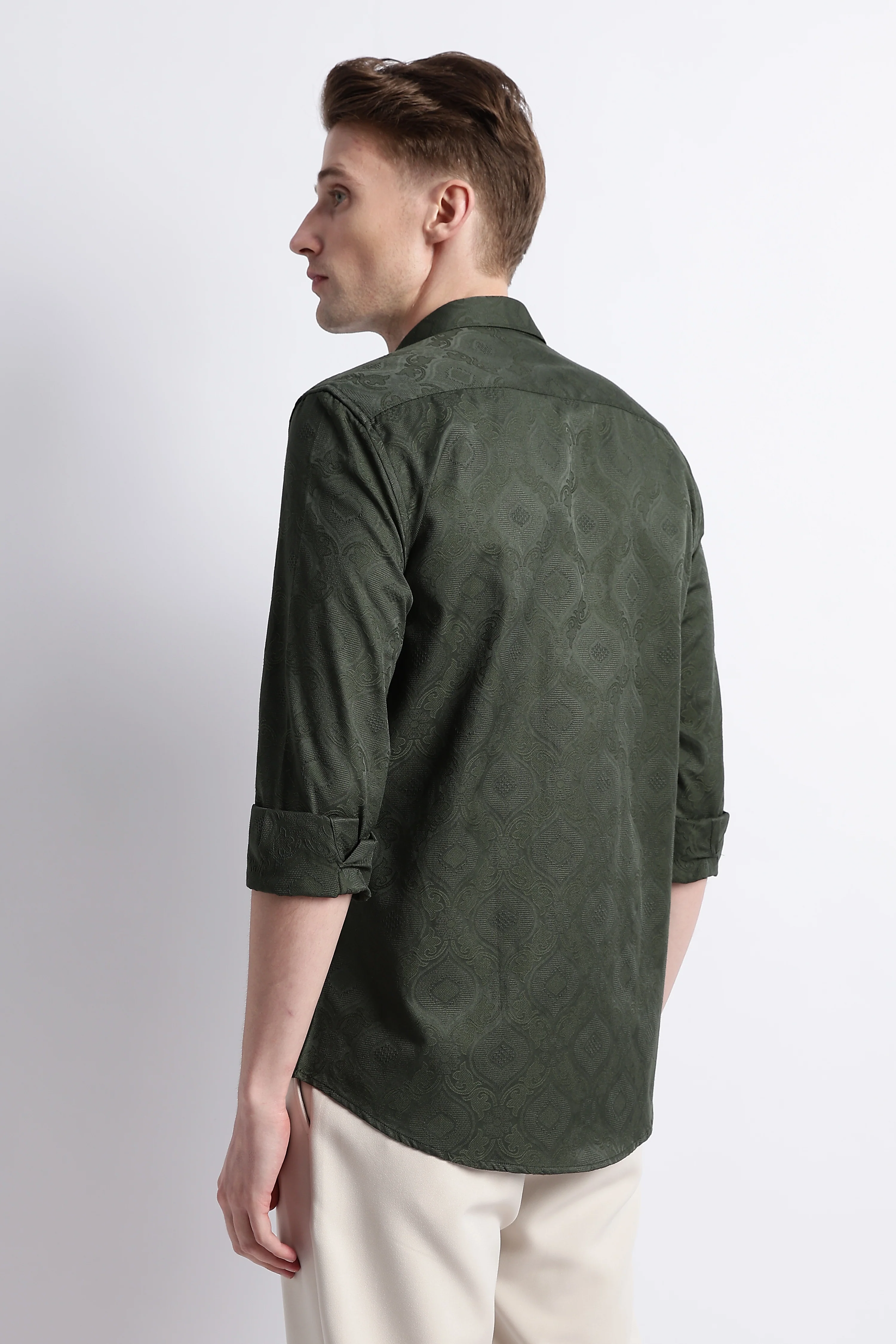 Men Textured Jacquard Shirt - Image 2