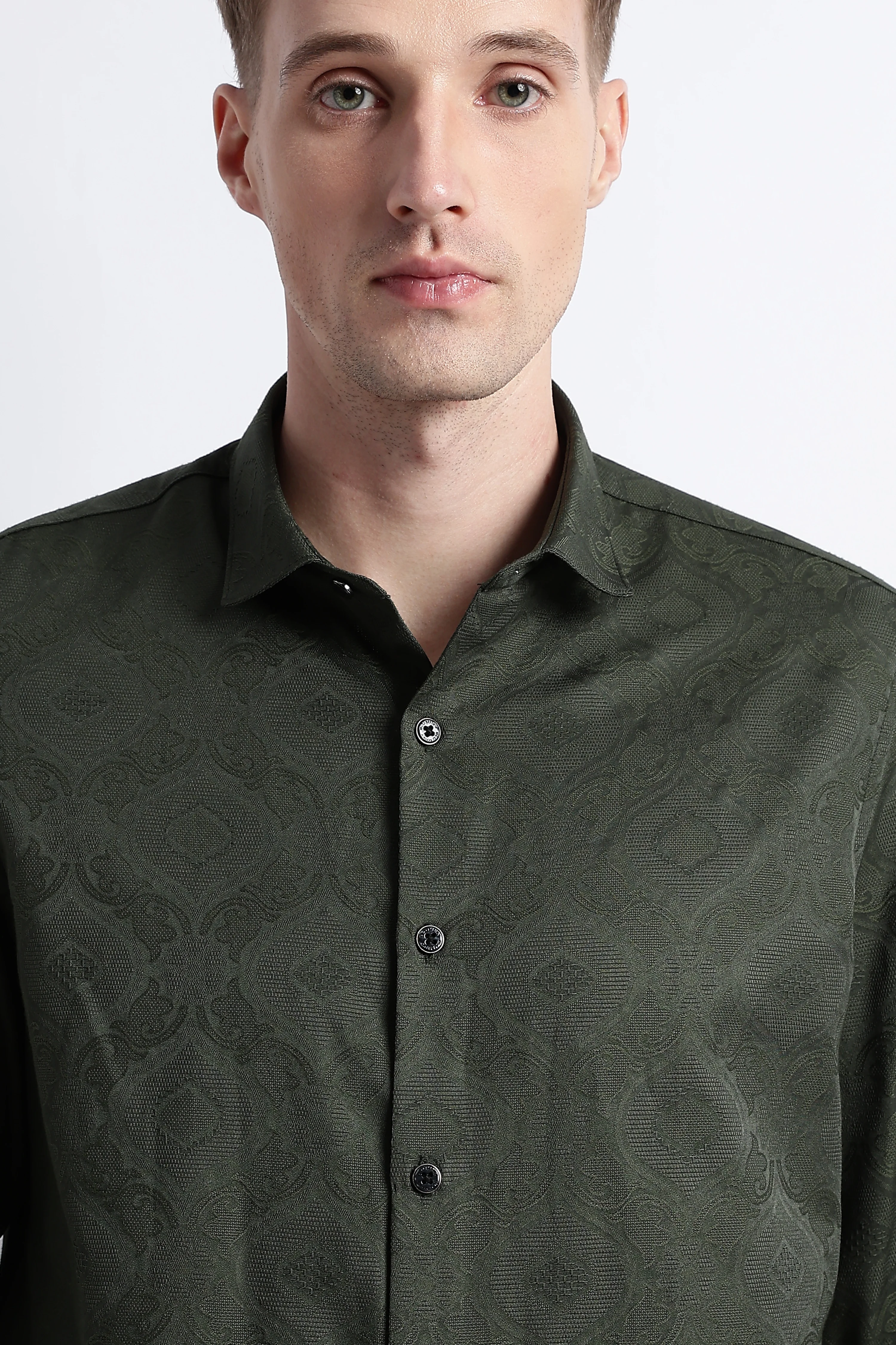 Men Textured Jacquard Shirt - Image 3