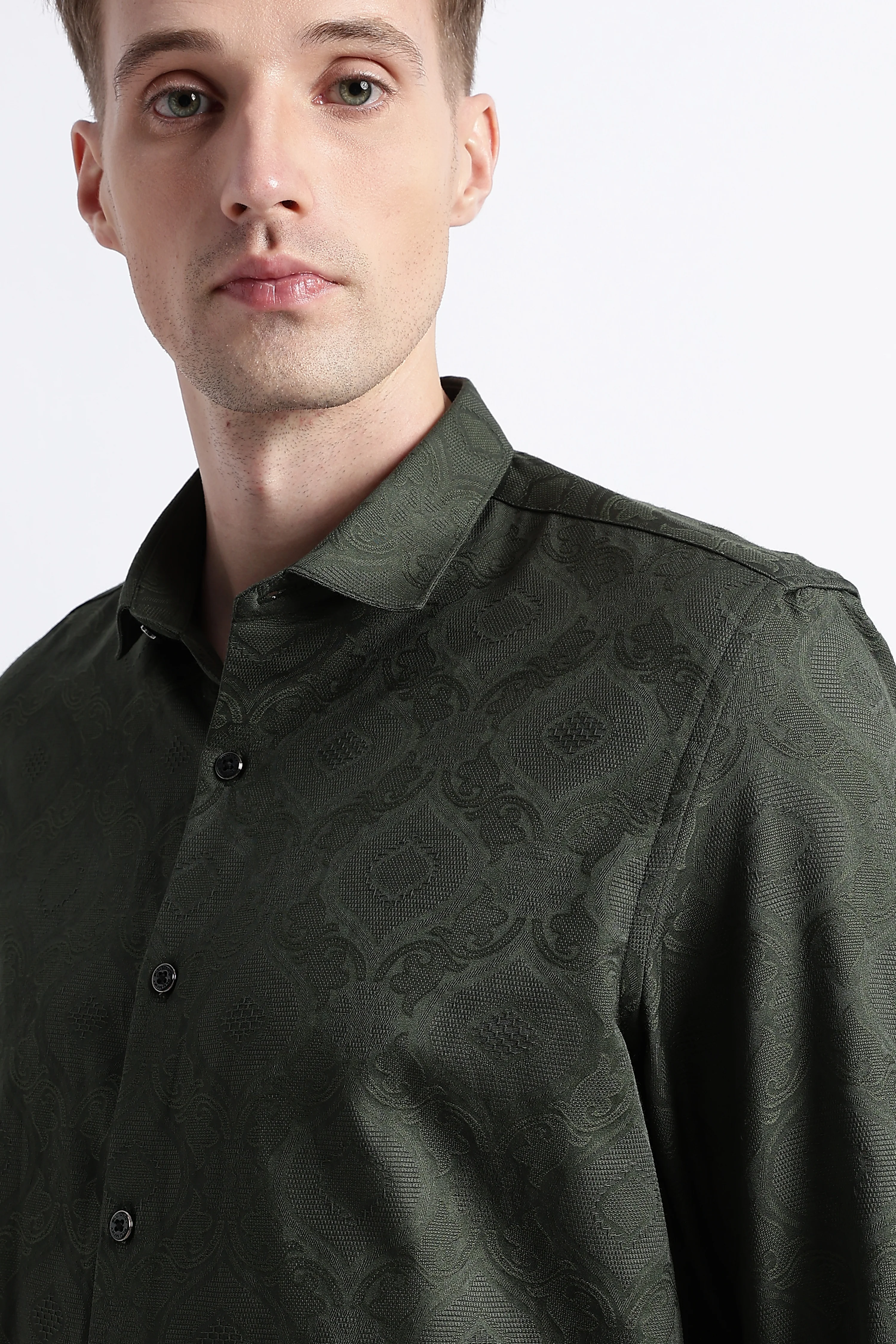Men Textured Jacquard Shirt - Image 4