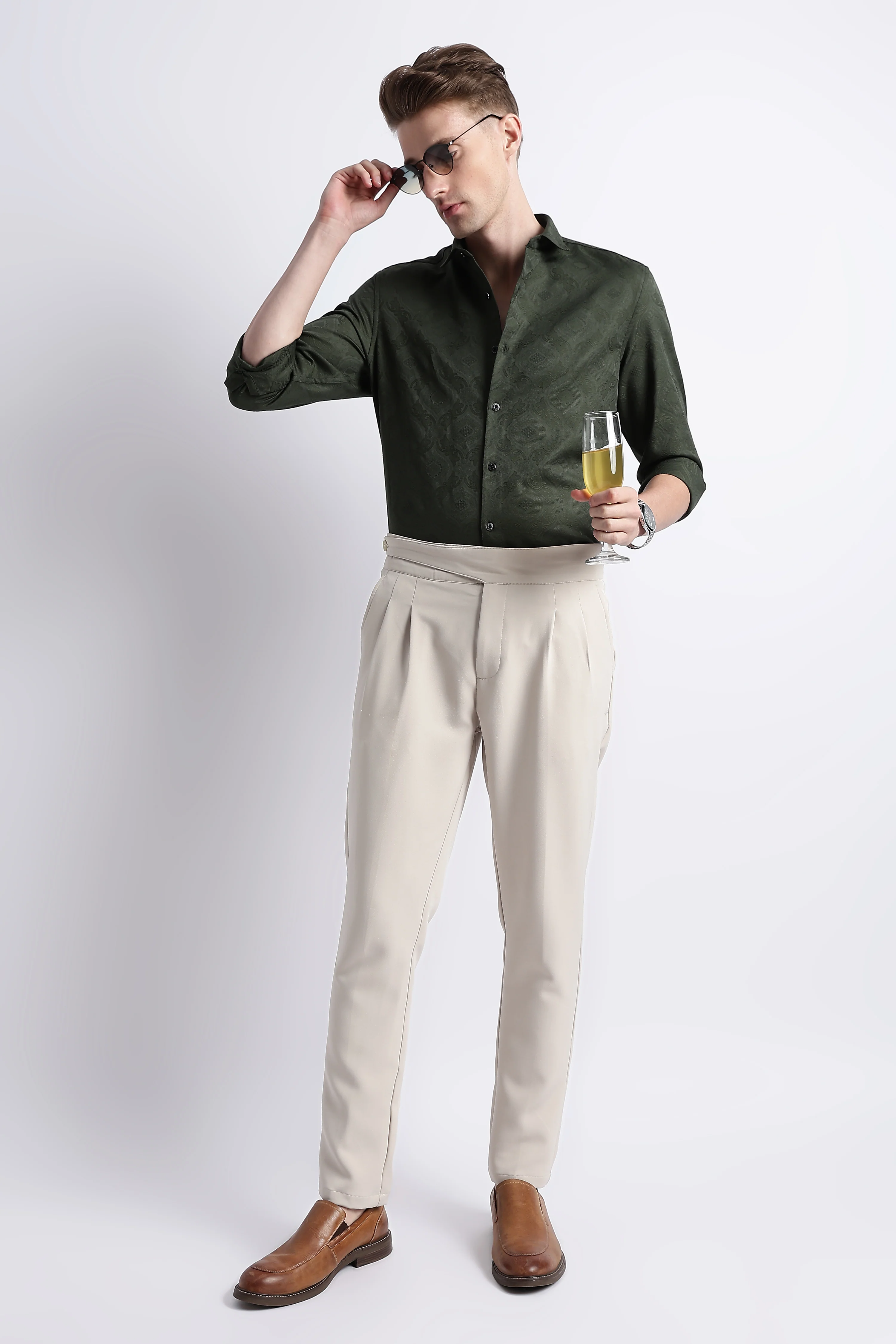 Men Textured Jacquard Shirt - Image 8