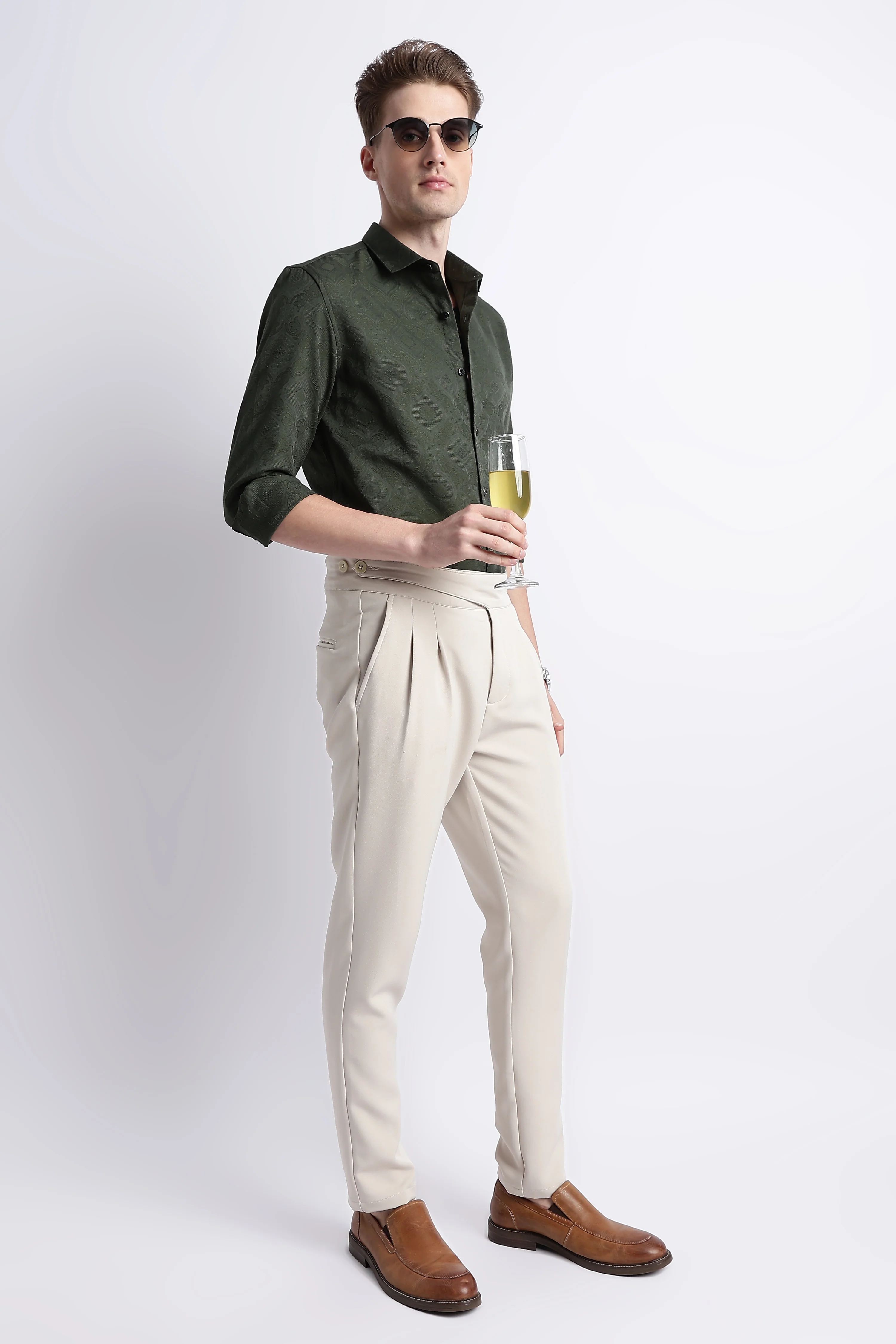 Men Textured Jacquard Shirt - Image 9