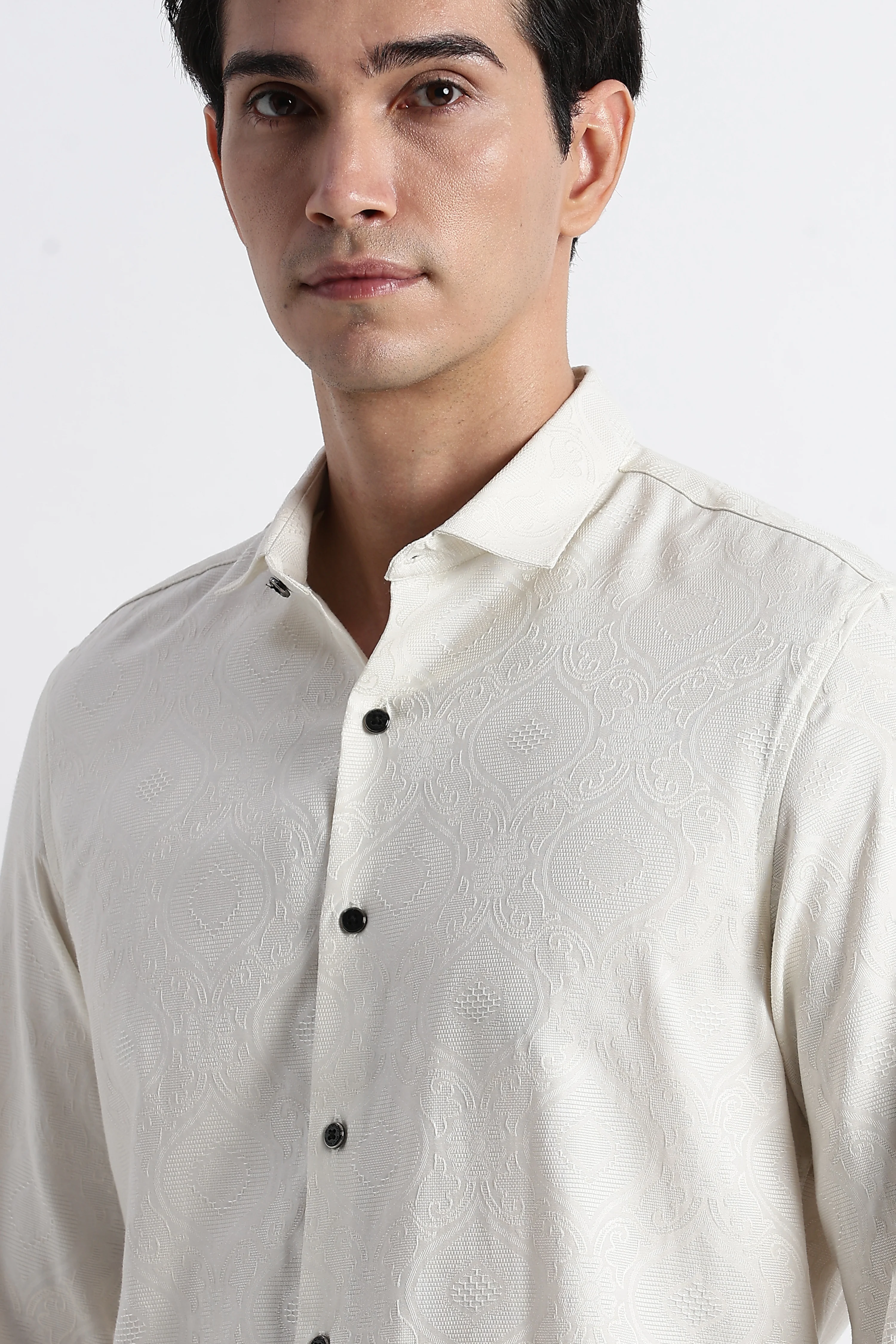 Men Textured Jacquard Shirt - Image 10