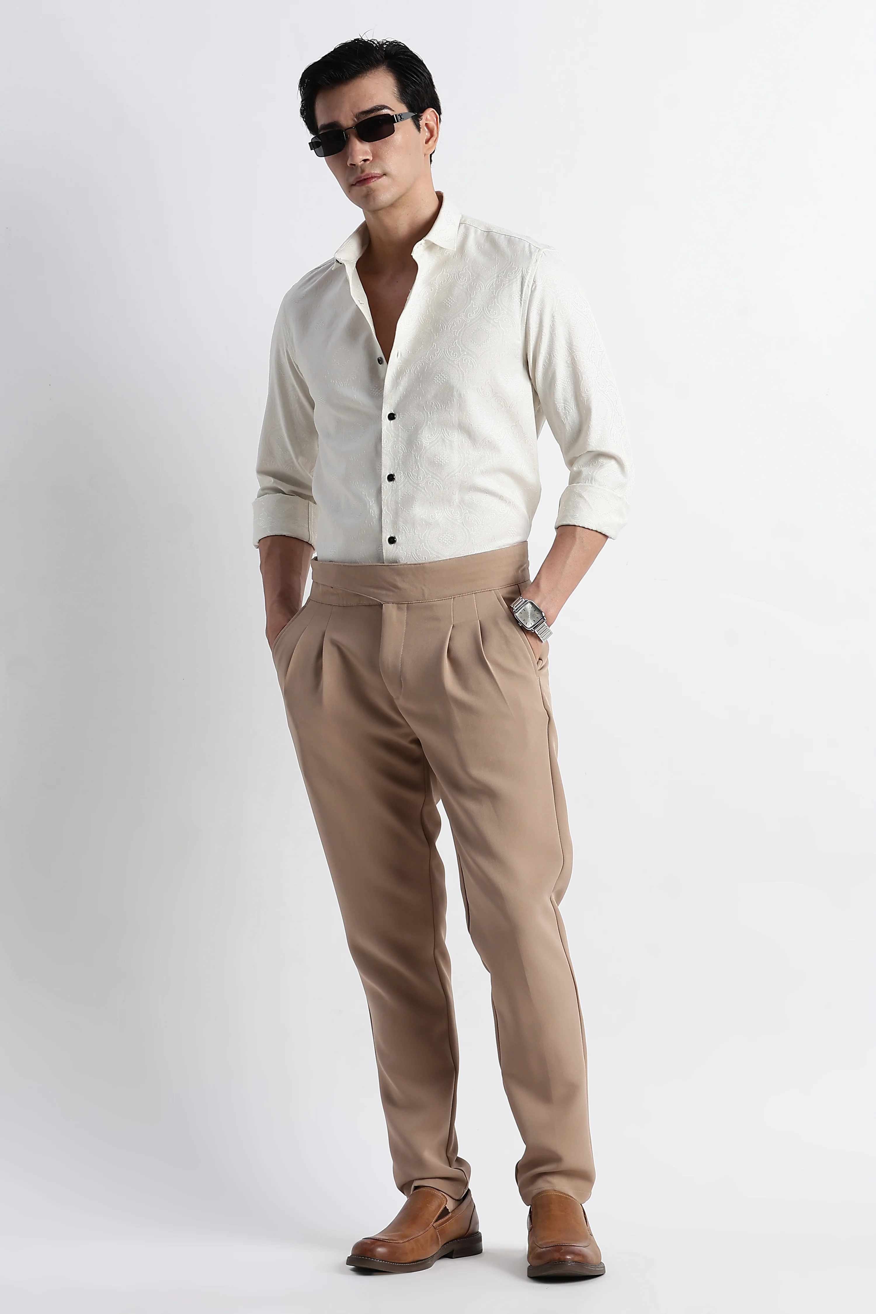 Men Textured Jacquard Shirt - Image 3