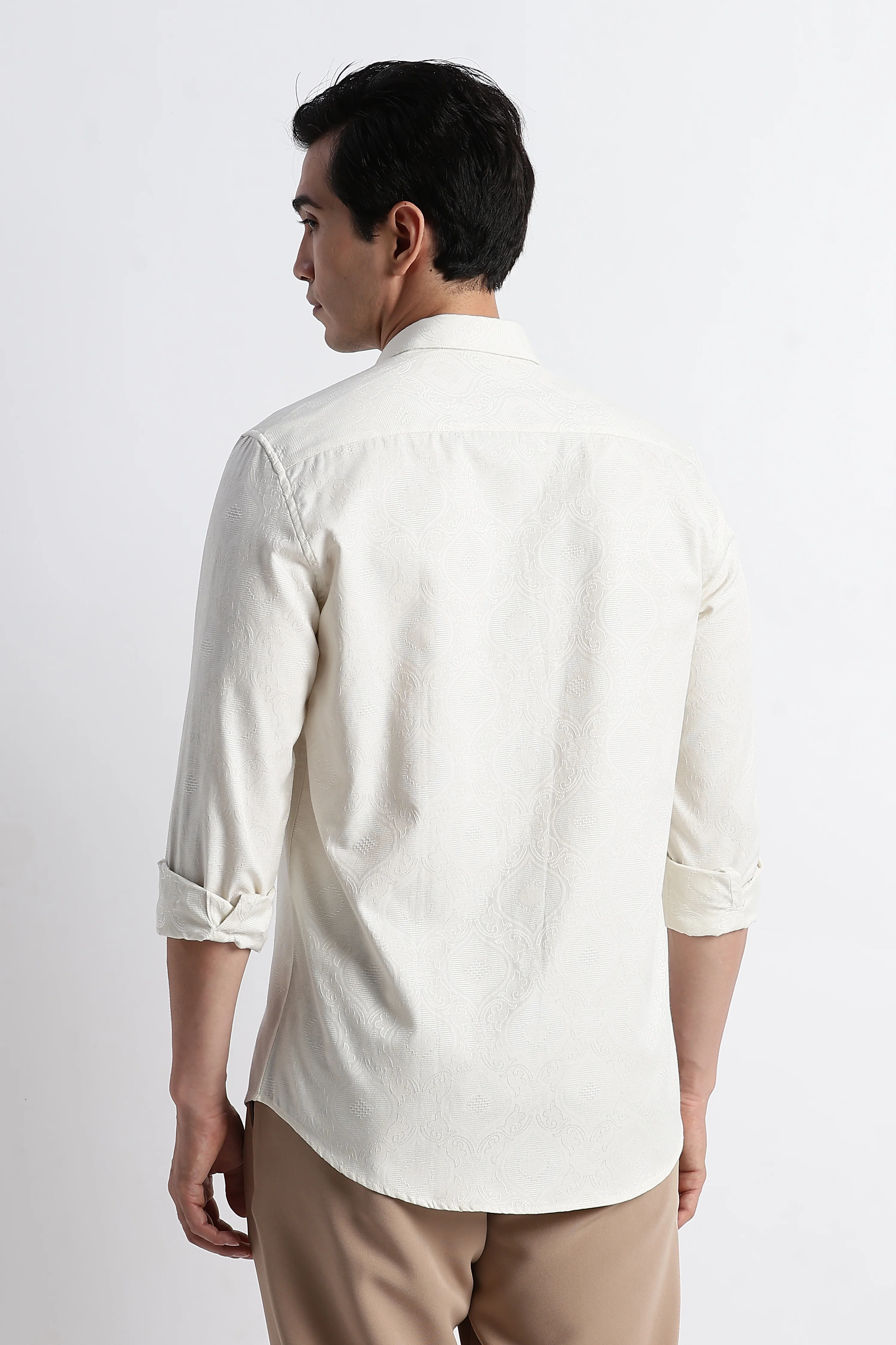 Men Textured Jacquard Shirt - Image 4