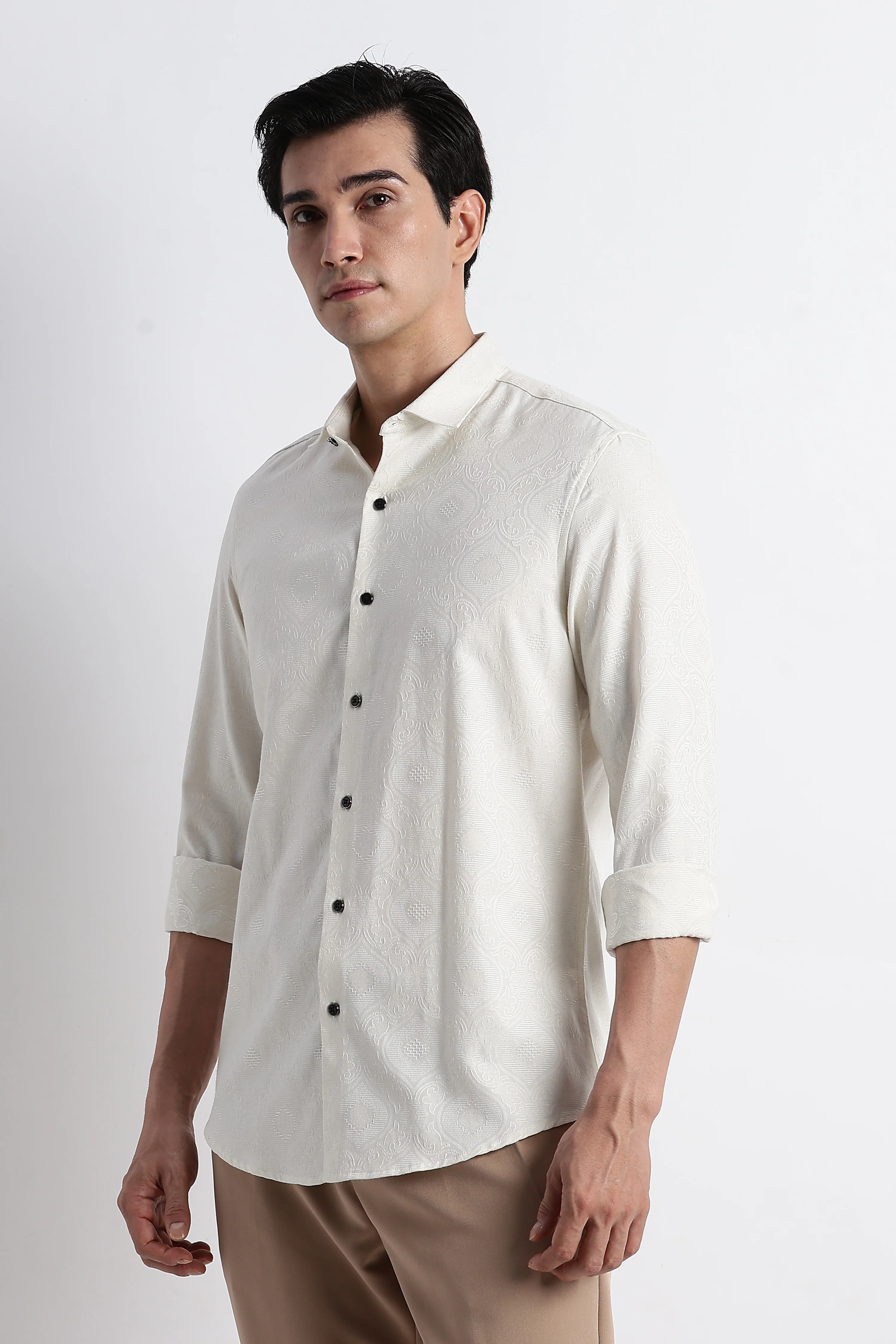 Men Textured Jacquard Shirt - Image 6