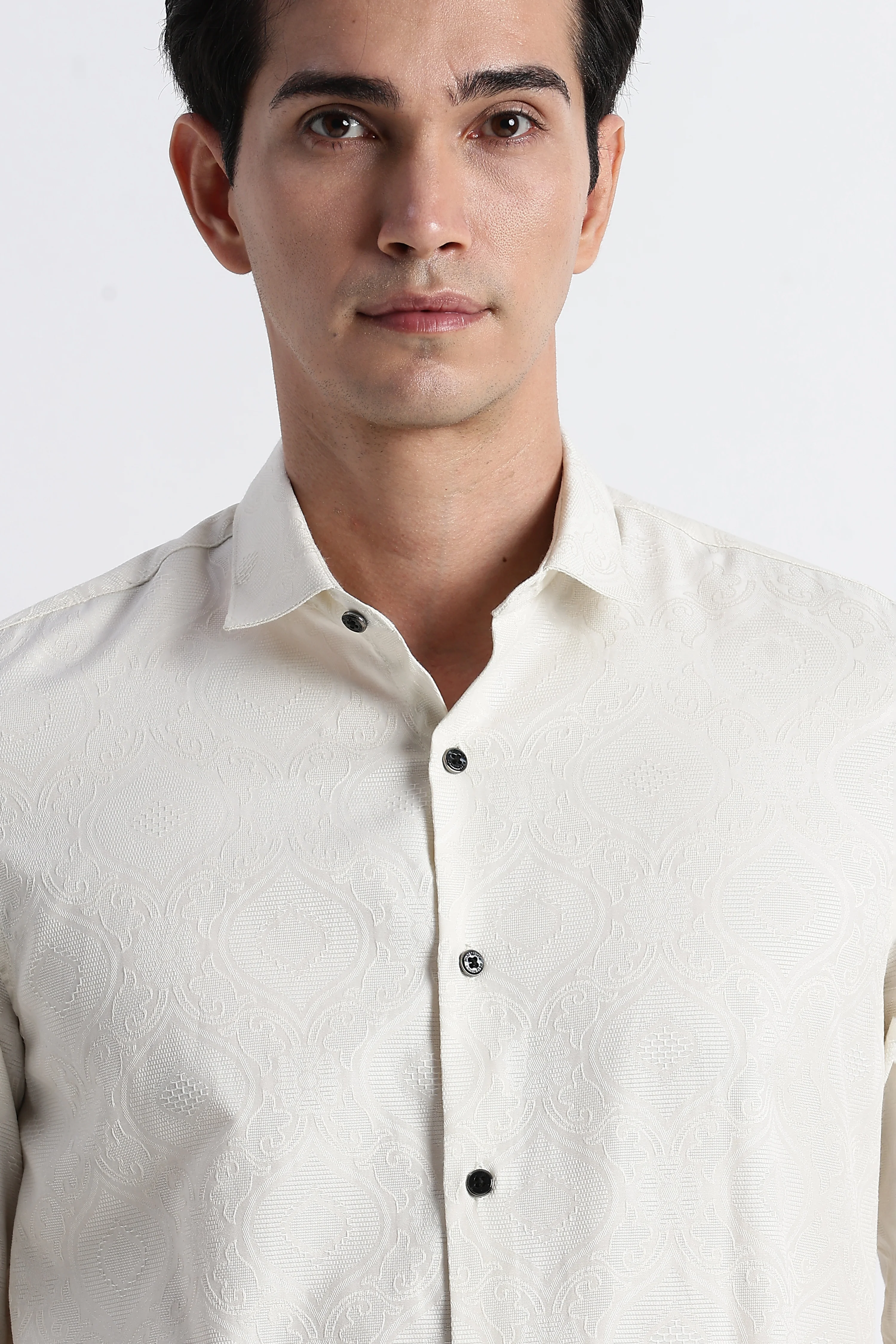 Men Textured Jacquard Shirt - Image 8