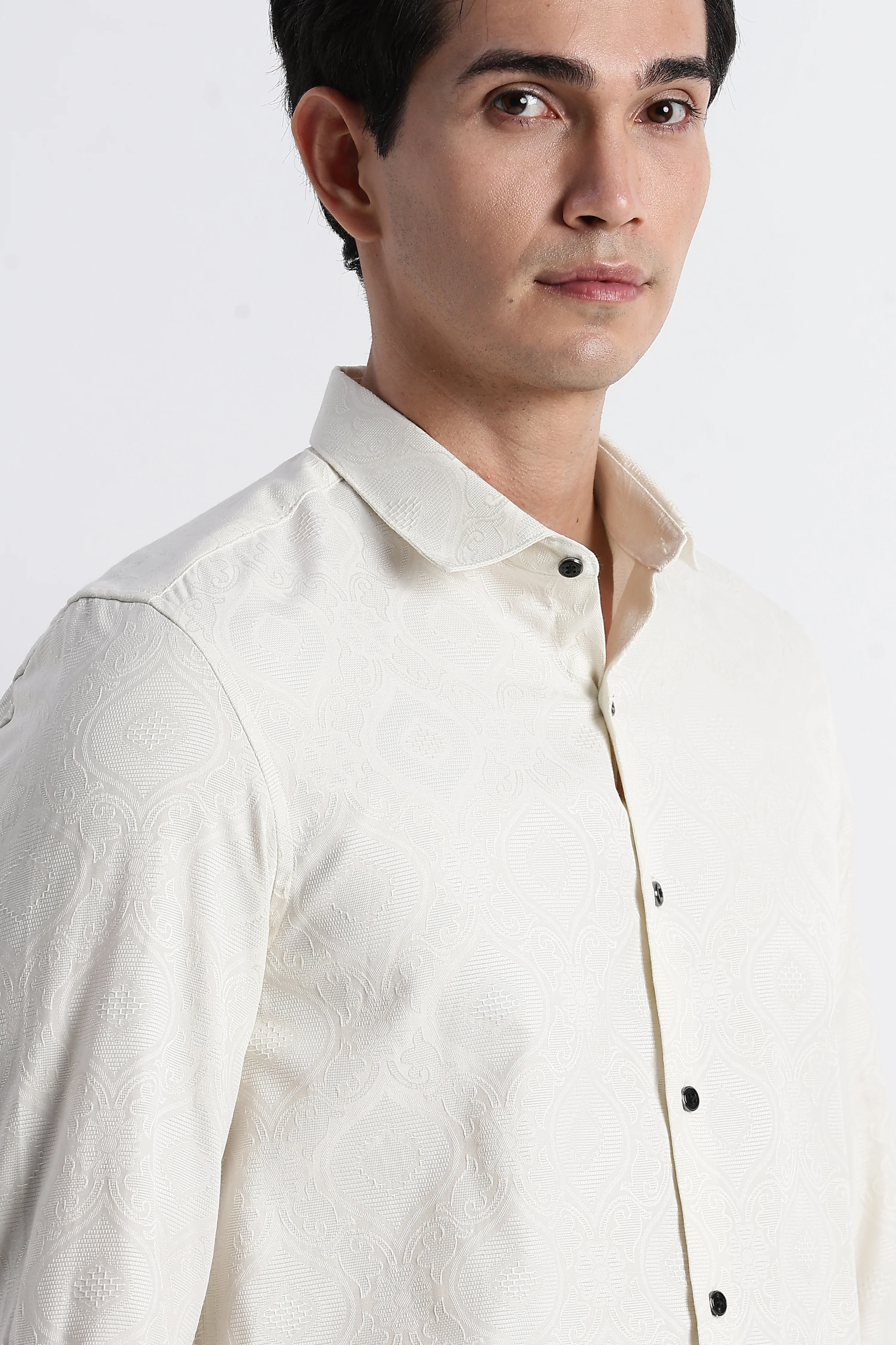 Men Textured Jacquard Shirt - Image 9