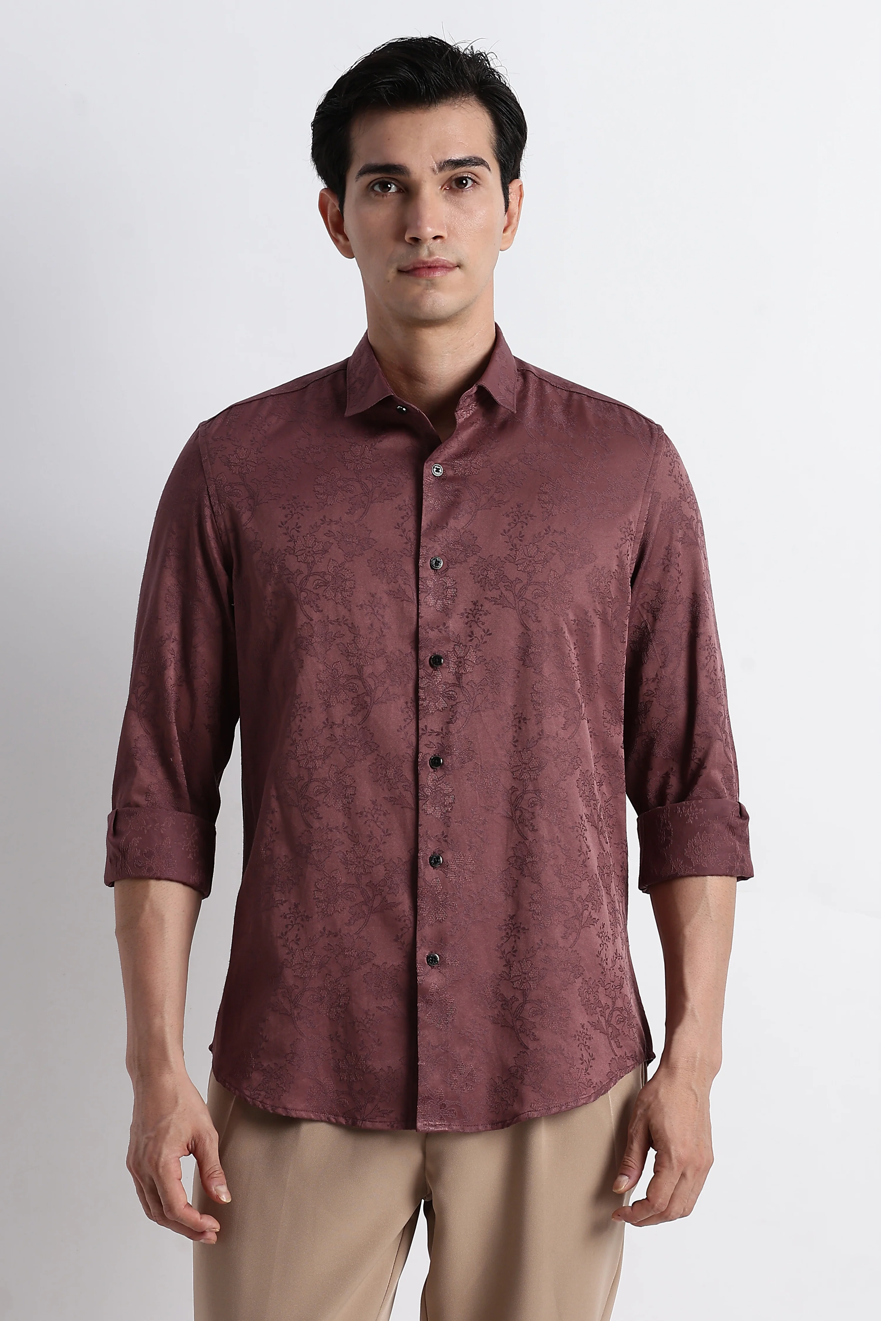 Men Textured Jacquard Shirt - Image 4