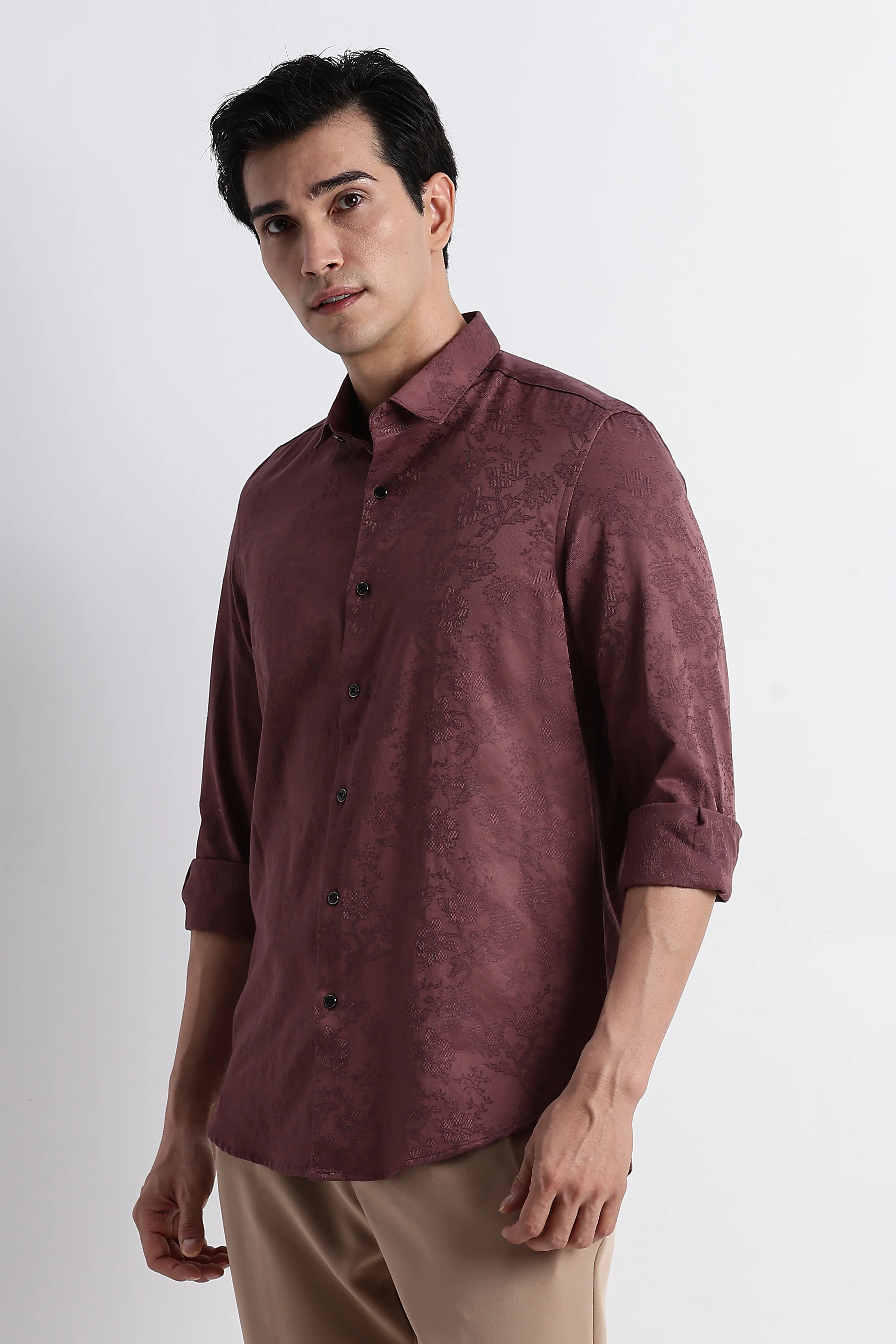 Men Textured Jacquard Shirt - Image 5