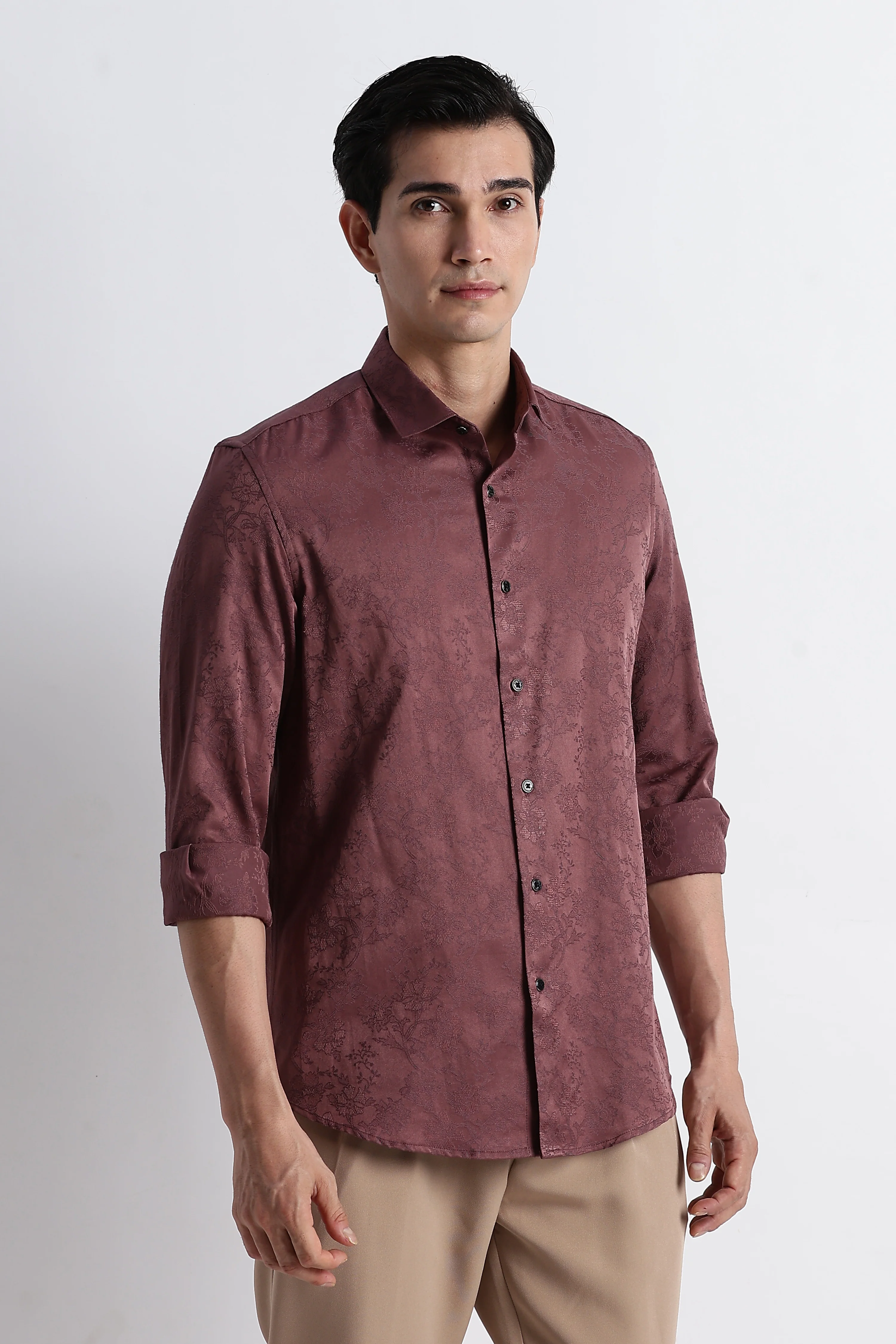 Men Textured Jacquard Shirt - Image 6