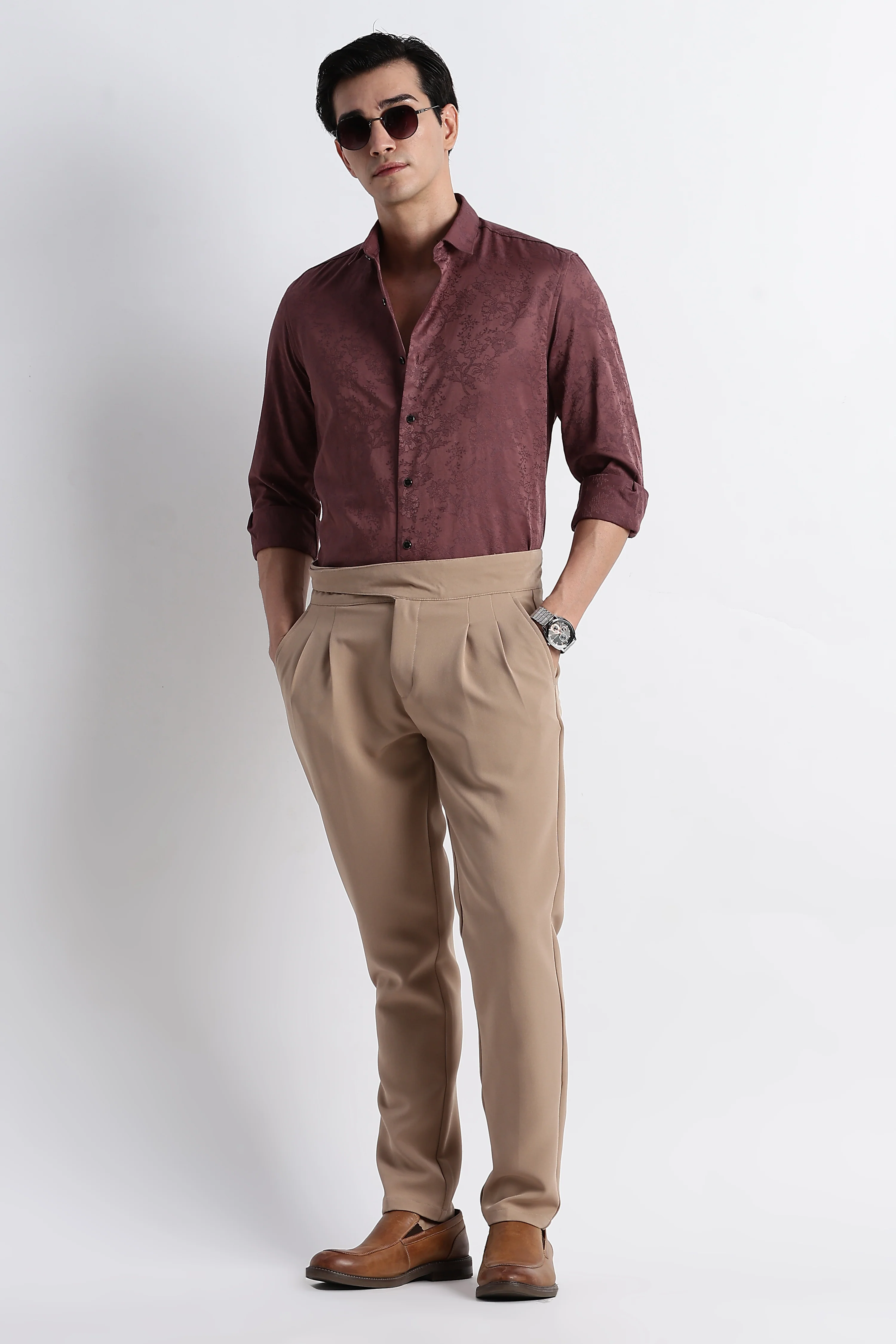 Men Textured Jacquard Shirt - Image 9