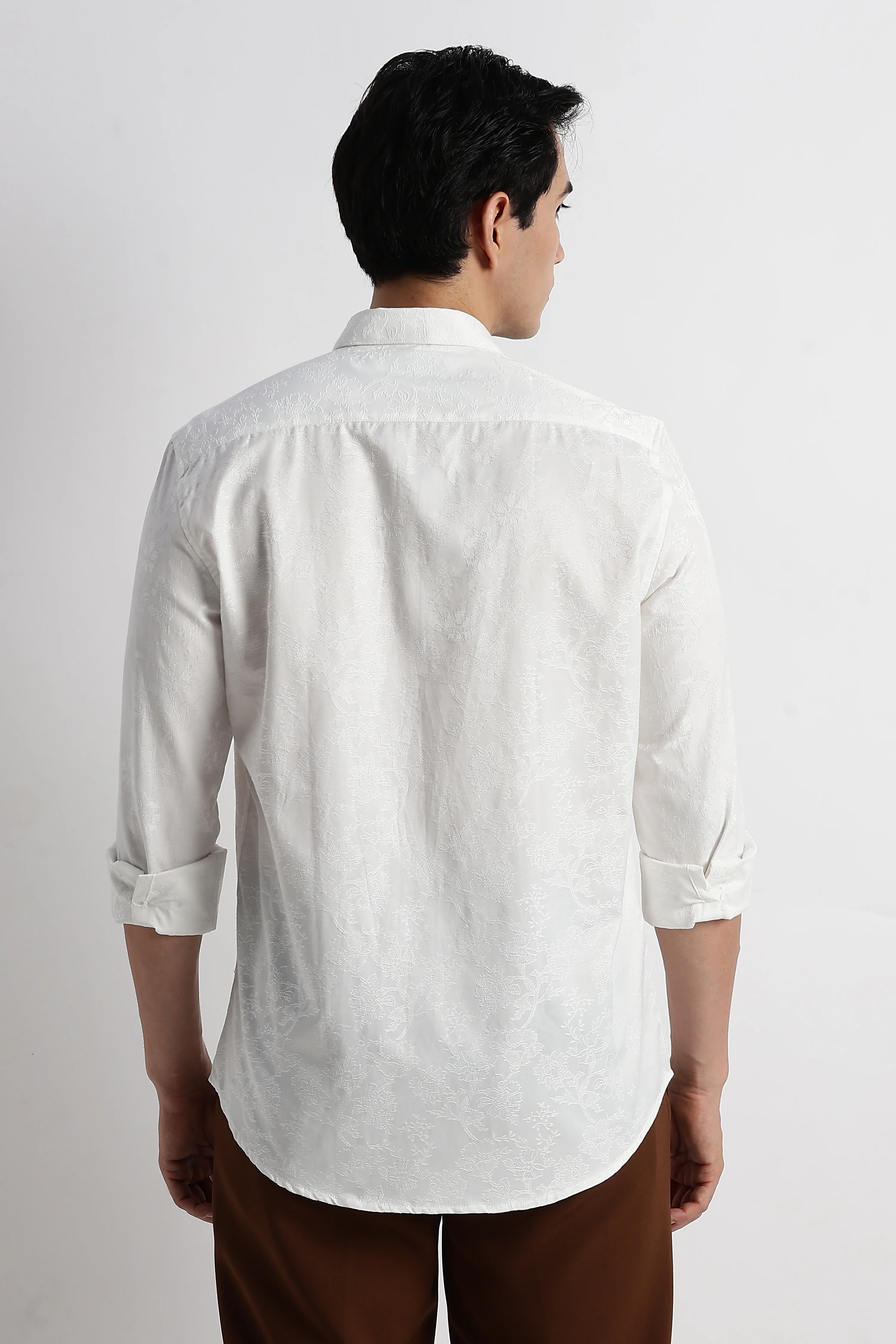 Men Textured Jacquard Shirt - Image 3