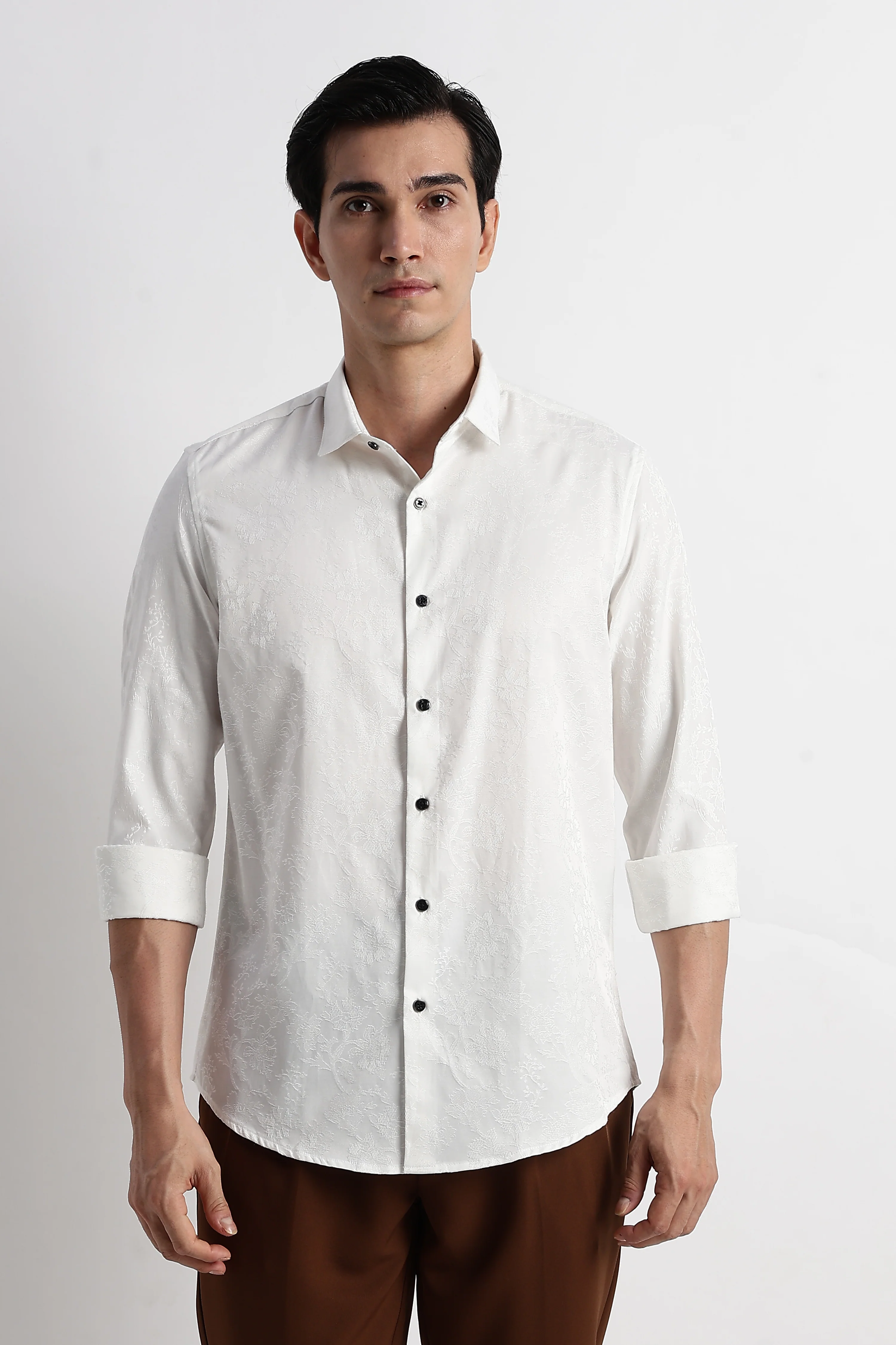 Men Textured Jacquard Shirt - Image 4