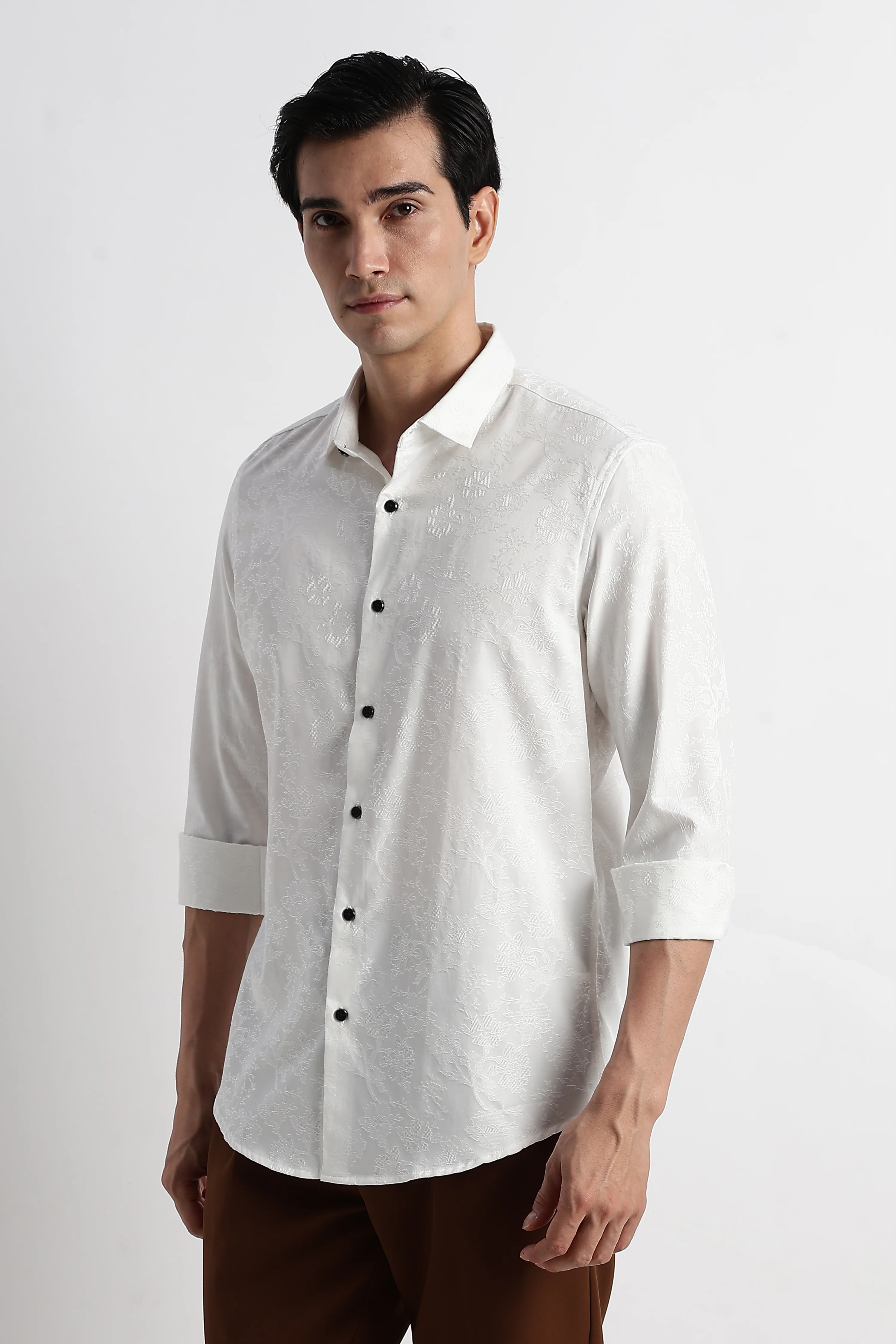 Men Textured Jacquard Shirt - Image 5