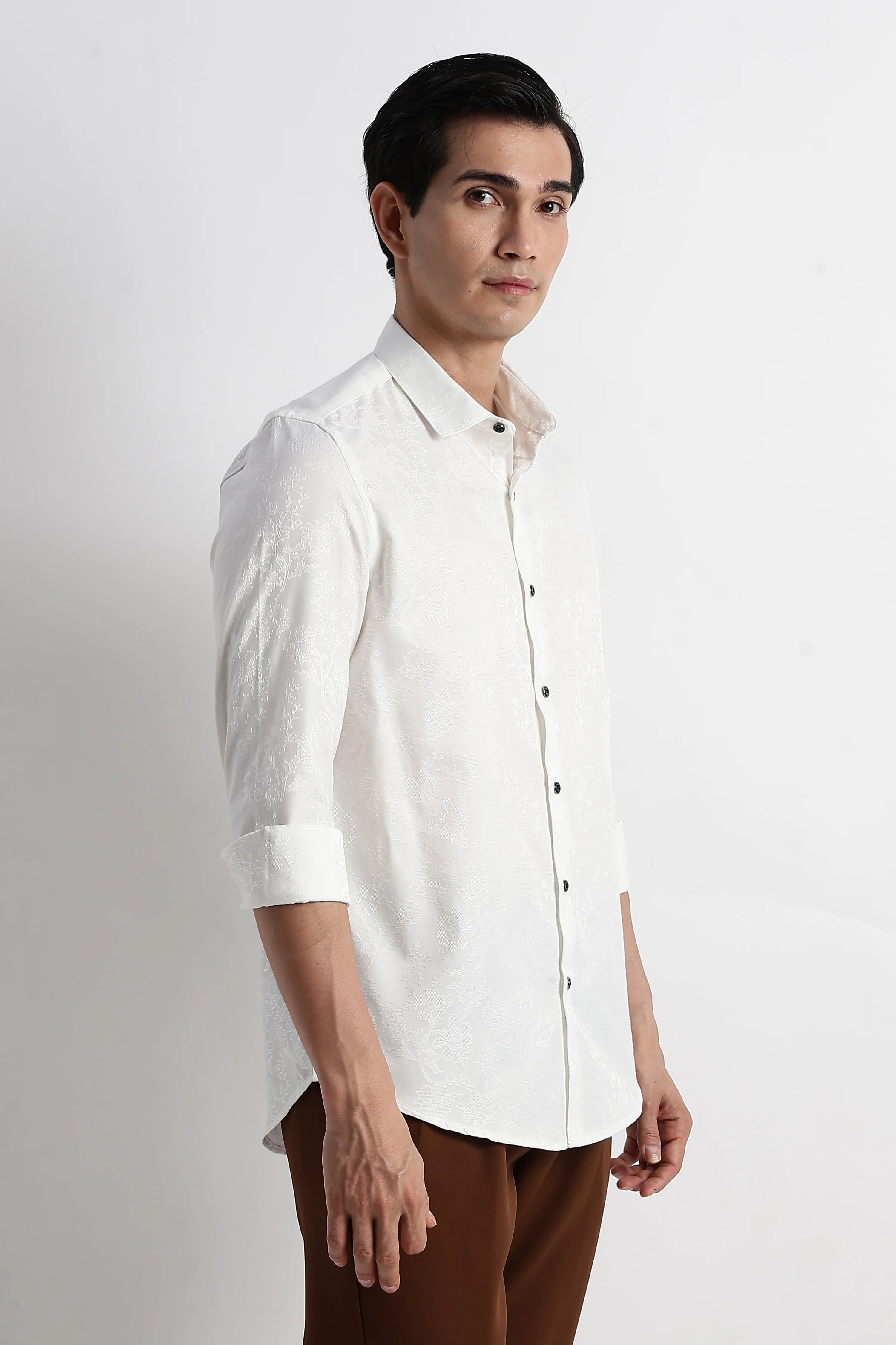 Men Textured Jacquard Shirt - Image 6