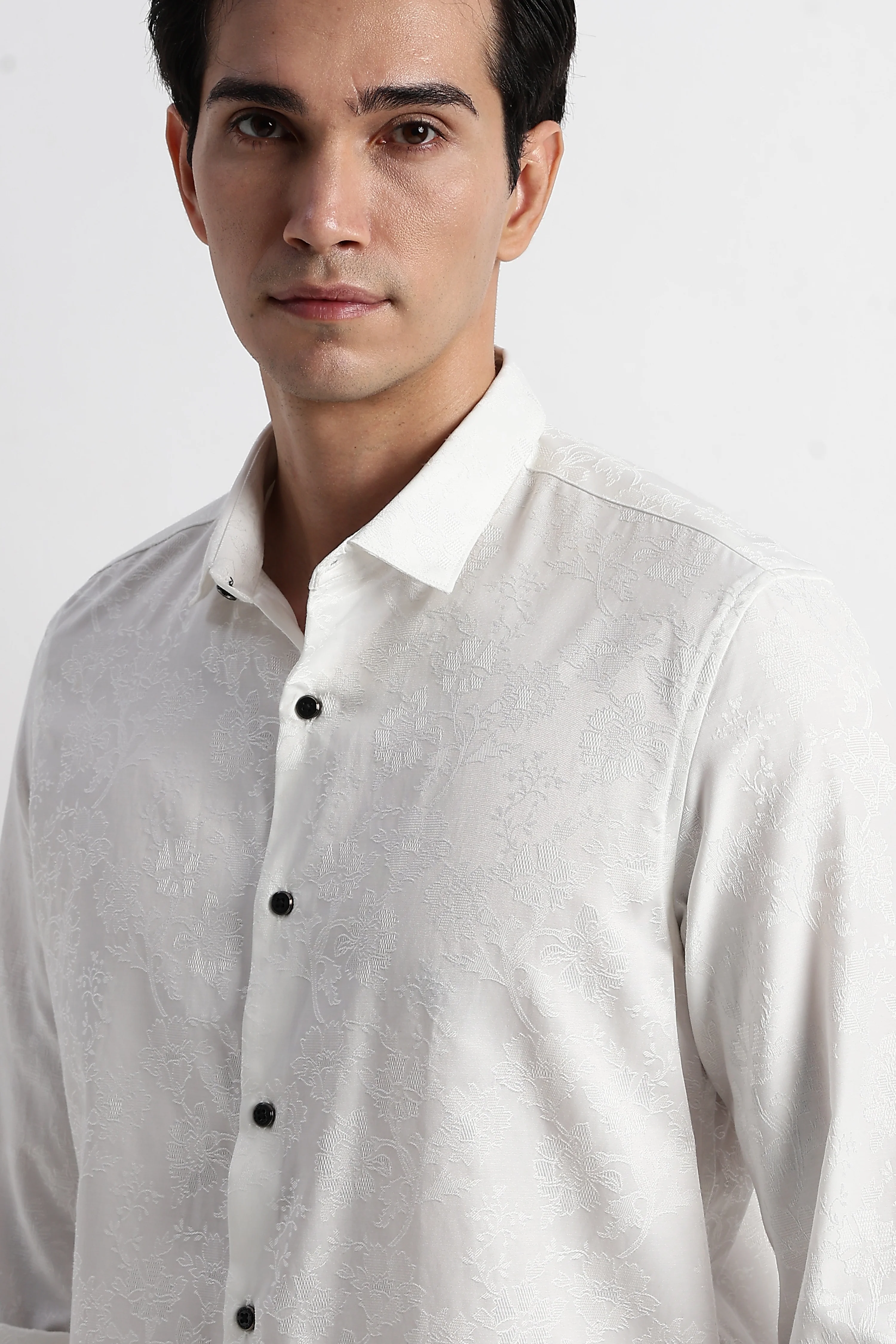 Men Textured Jacquard Shirt - Image 8