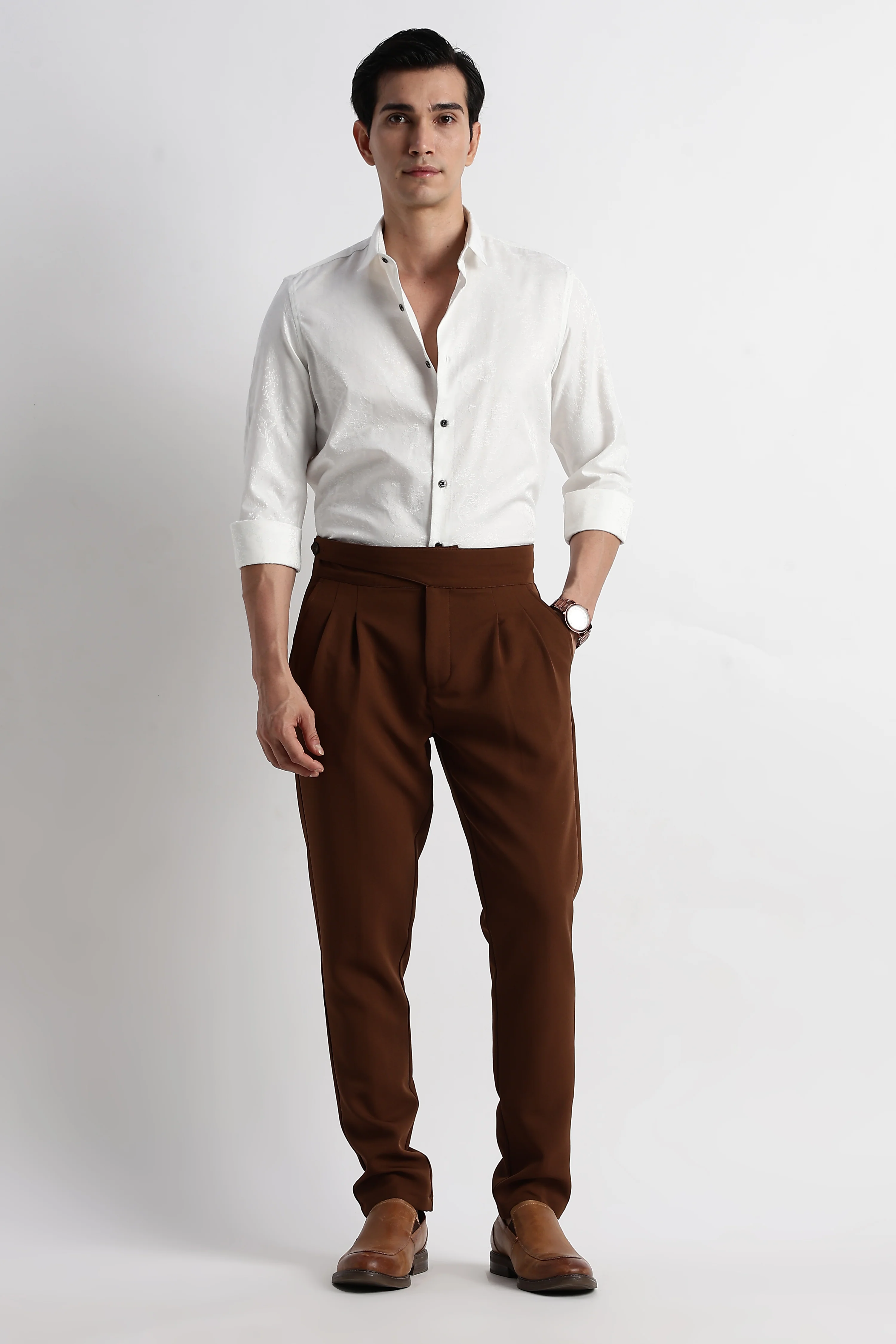 Men Textured Jacquard Shirt - Image 9