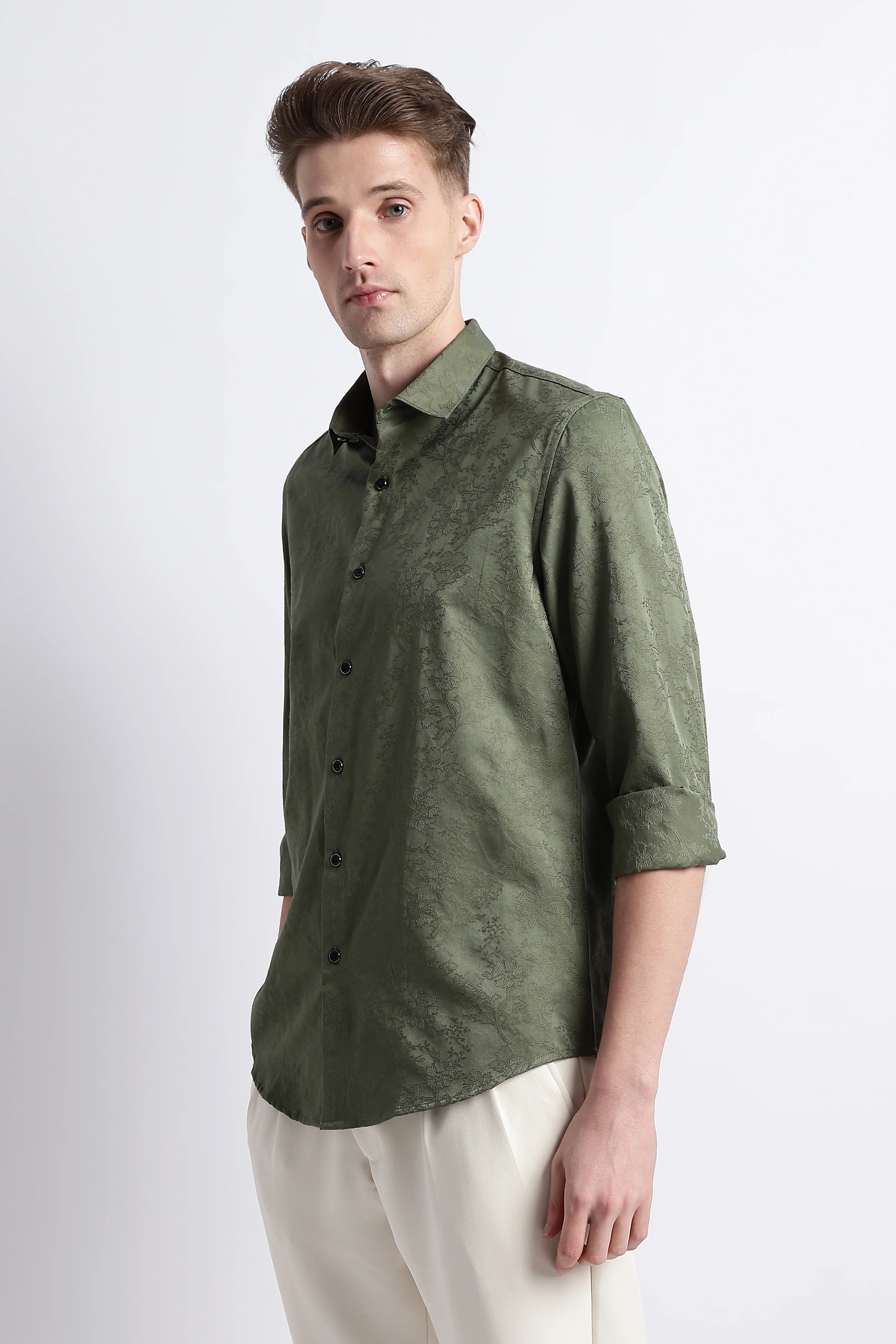 Men Textured Jacquard Shirt - Image 4