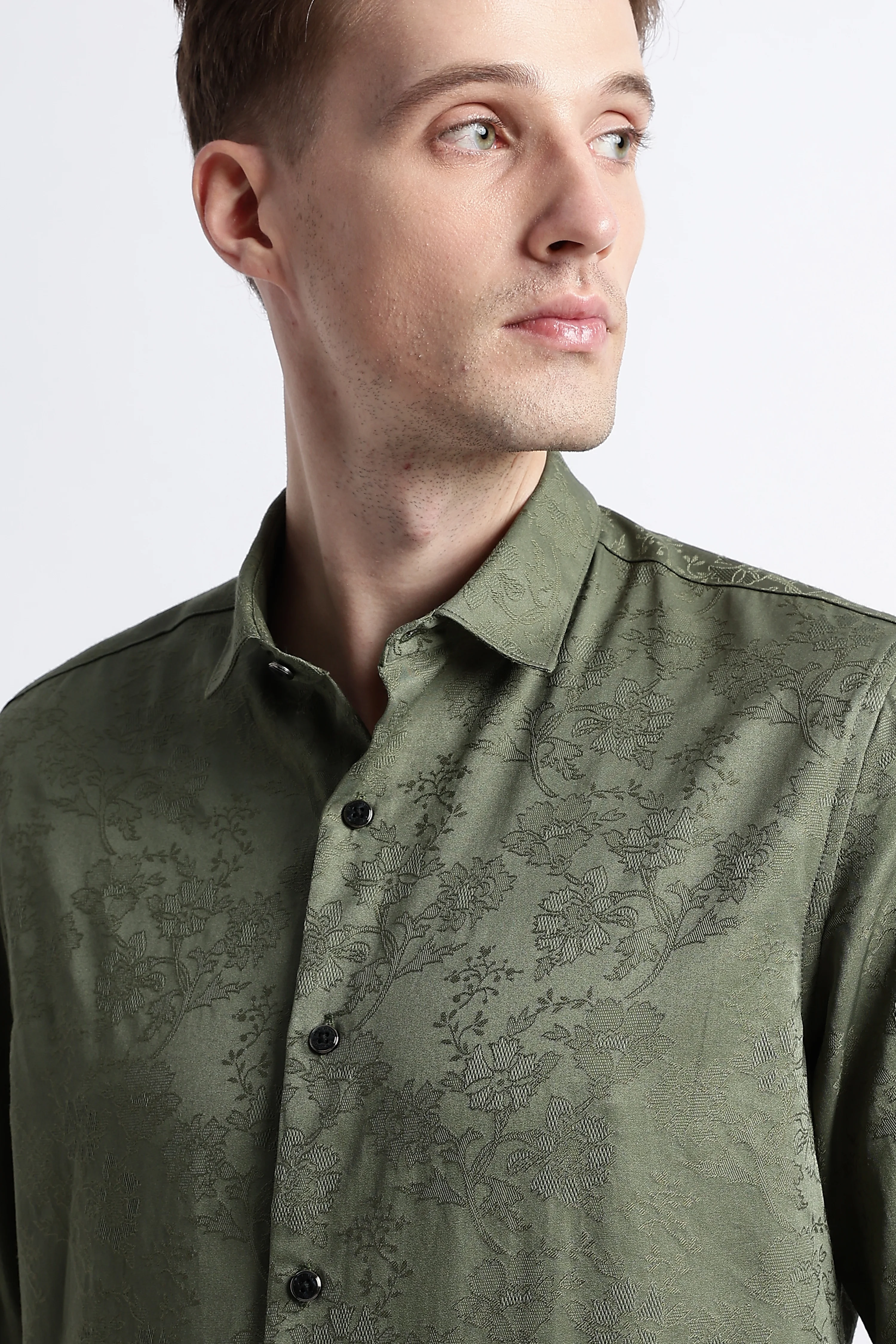 Men Textured Jacquard Shirt - Image 6