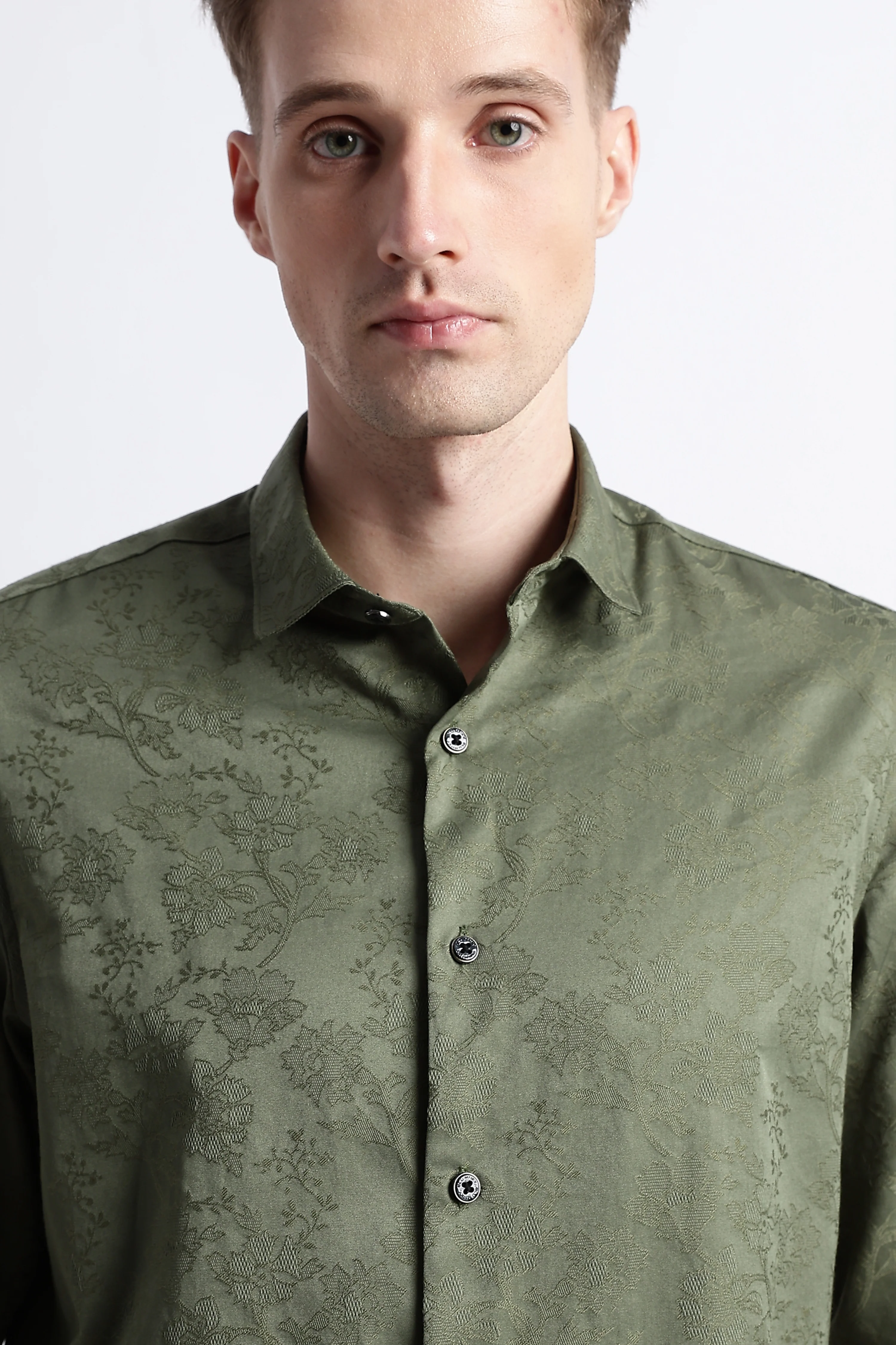 Men Textured Jacquard Shirt - Image 7