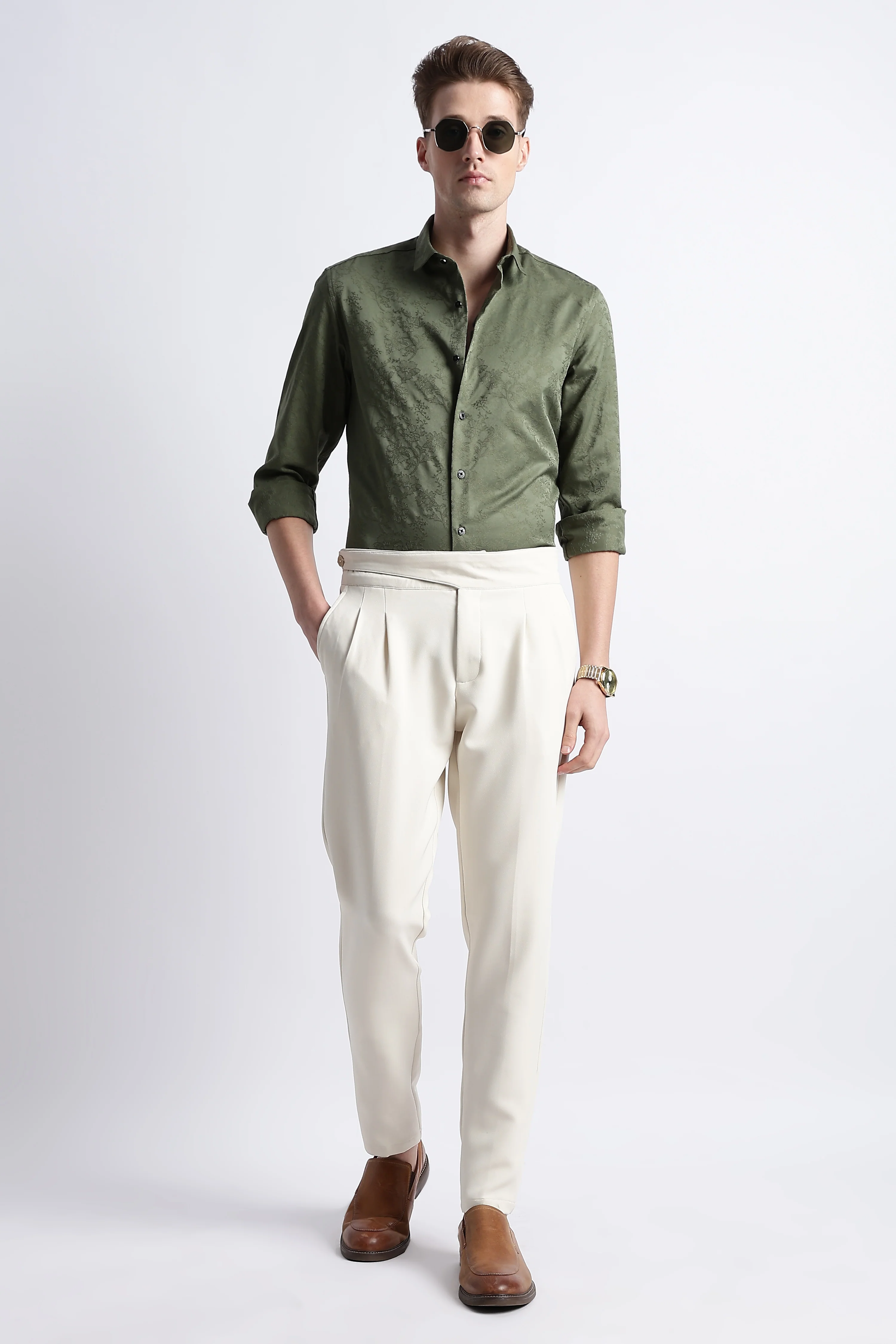 Men Textured Jacquard Shirt - Image 8