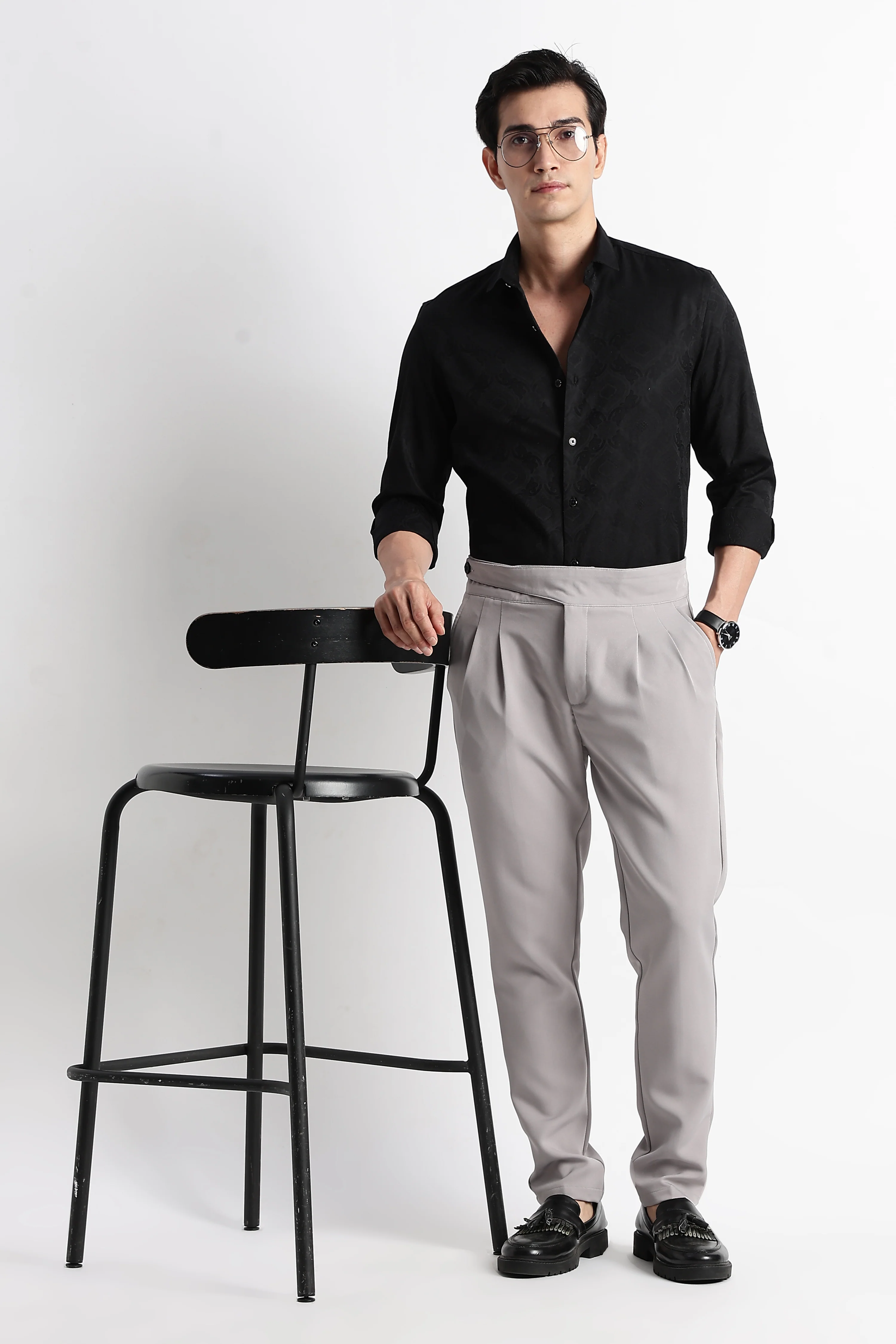 Men Textured Jacquard Shirt - Image 10