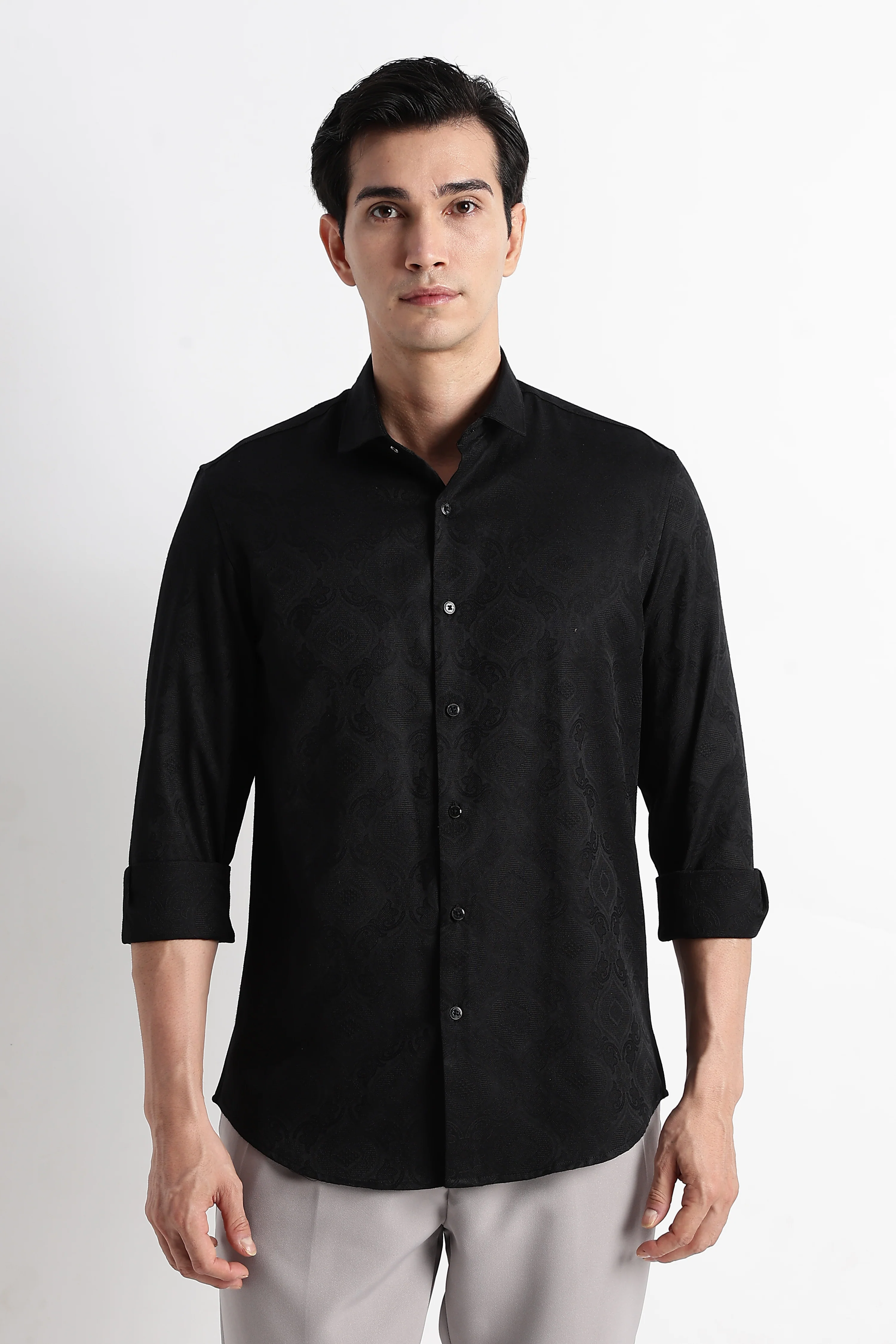Men Textured Jacquard Shirt - Image 4