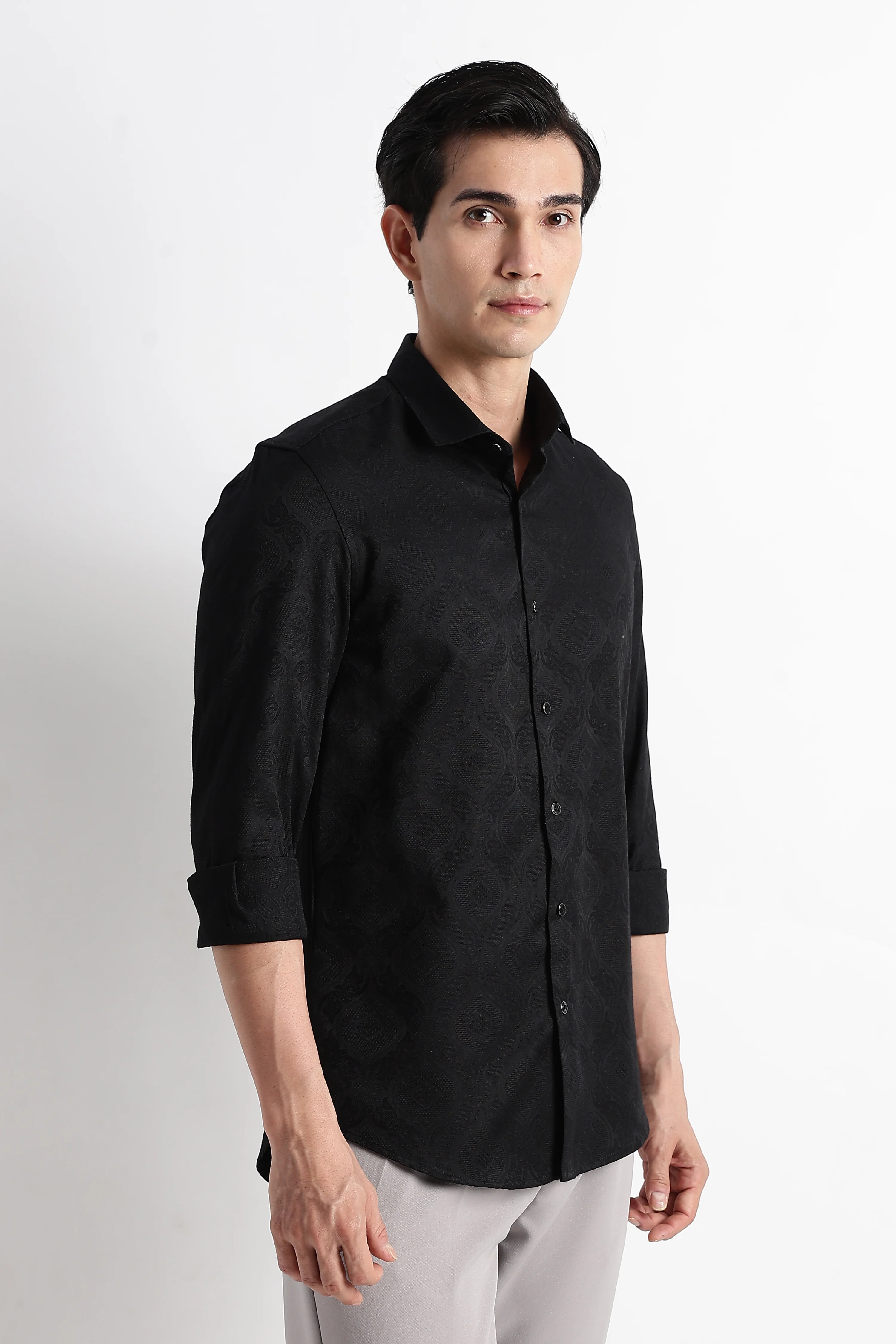 Men Textured Jacquard Shirt - Image 5