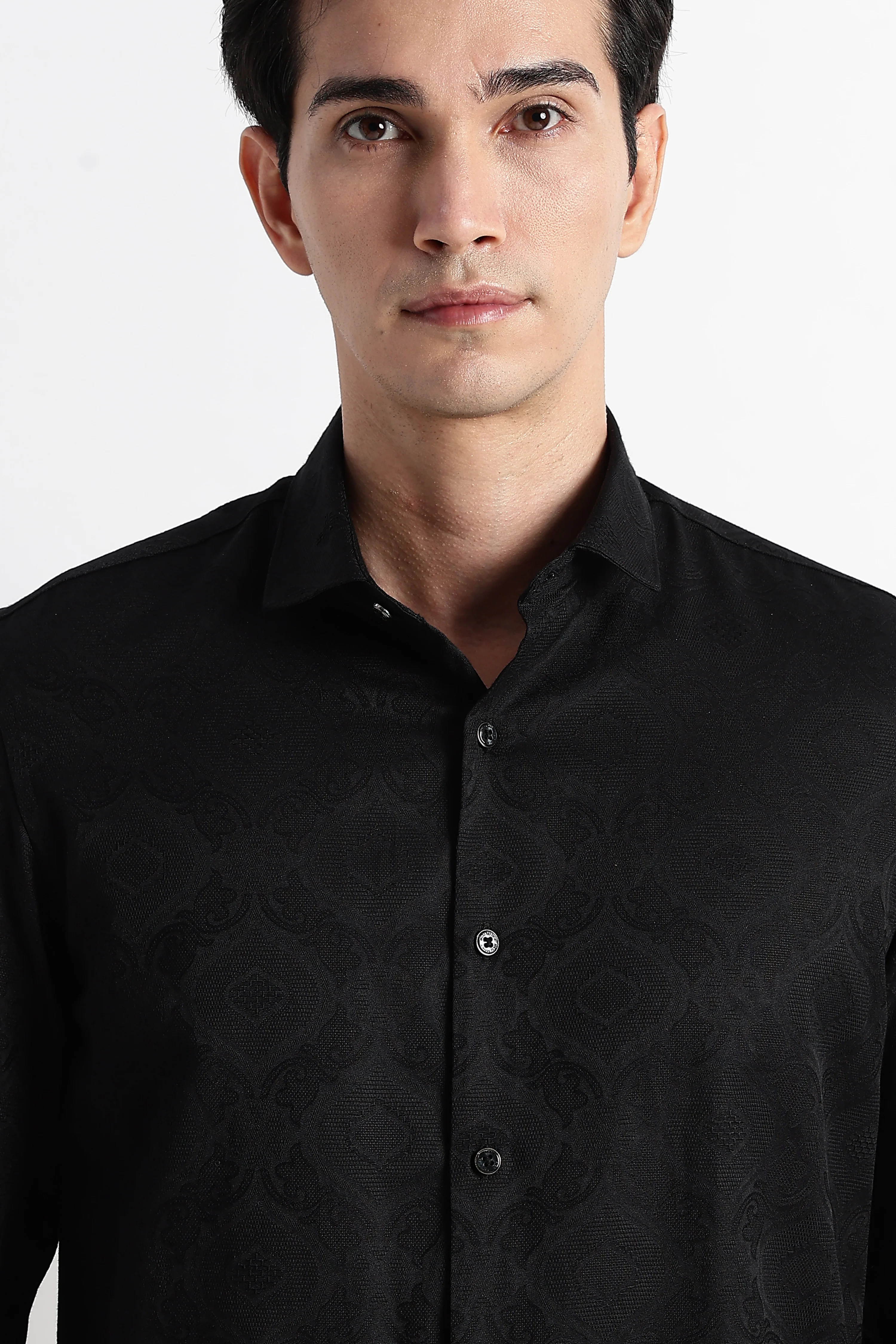 Men Textured Jacquard Shirt - Image 6