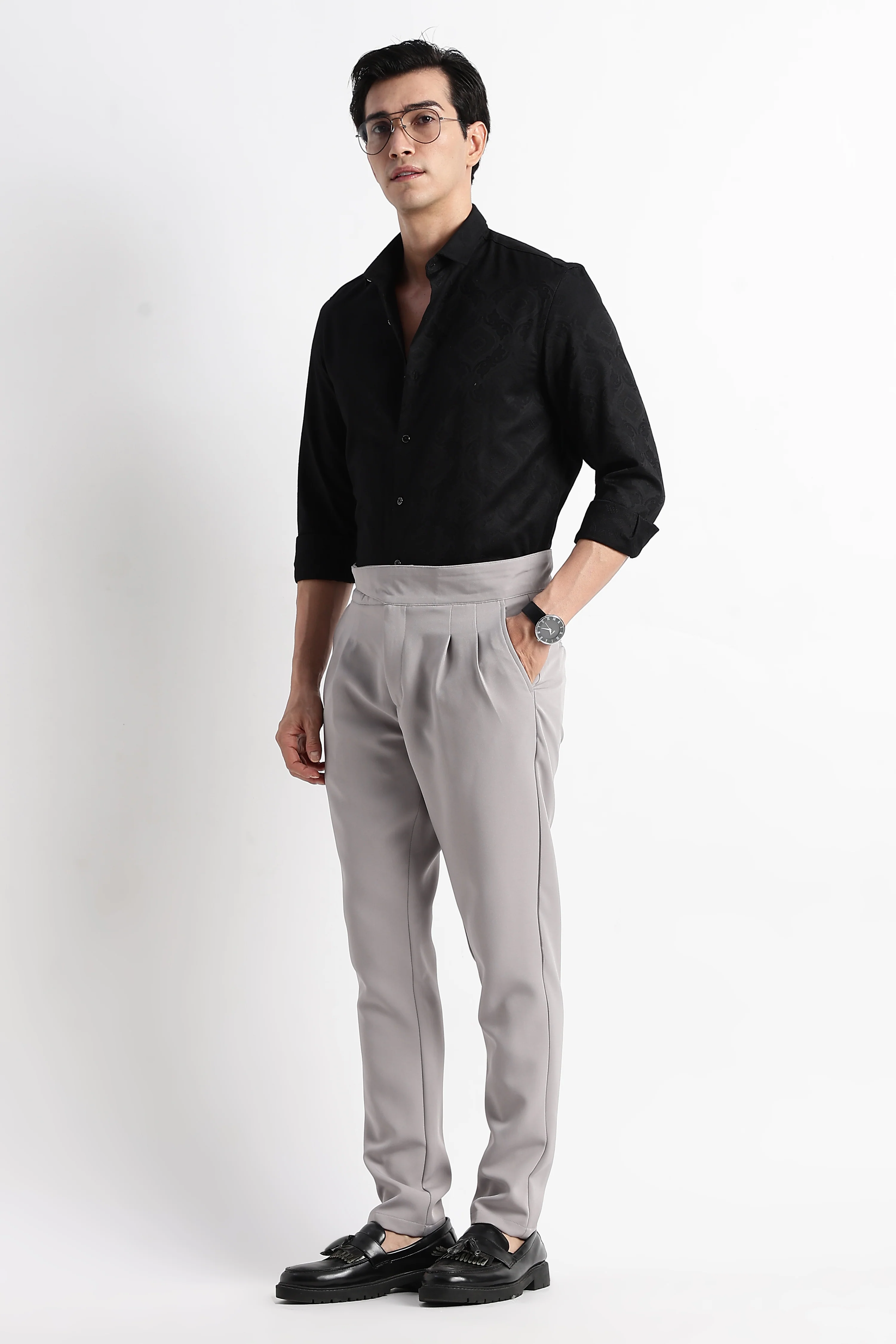 Men Textured Jacquard Shirt - Image 9