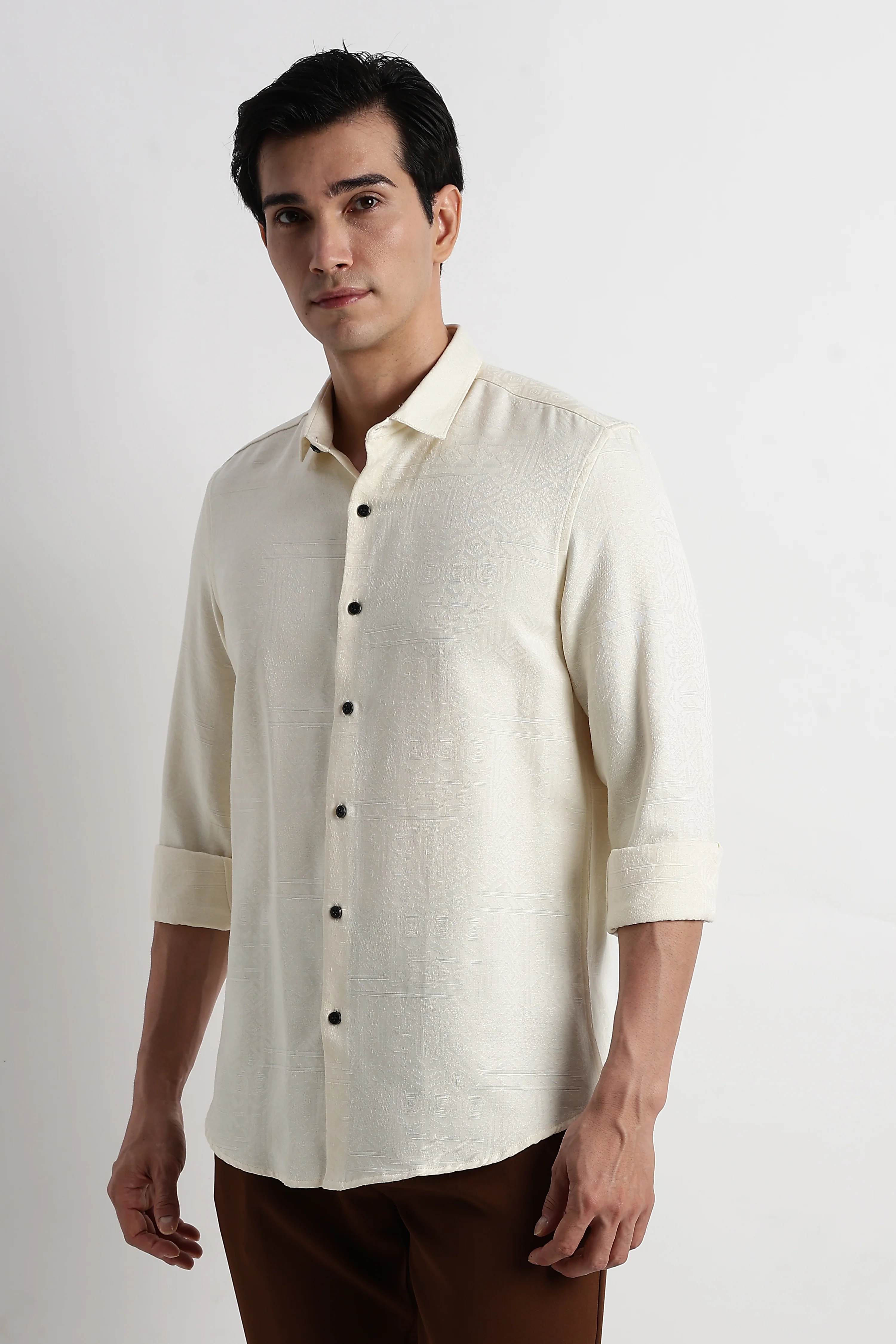 Men Textured Jacquard Shirt - Image 2