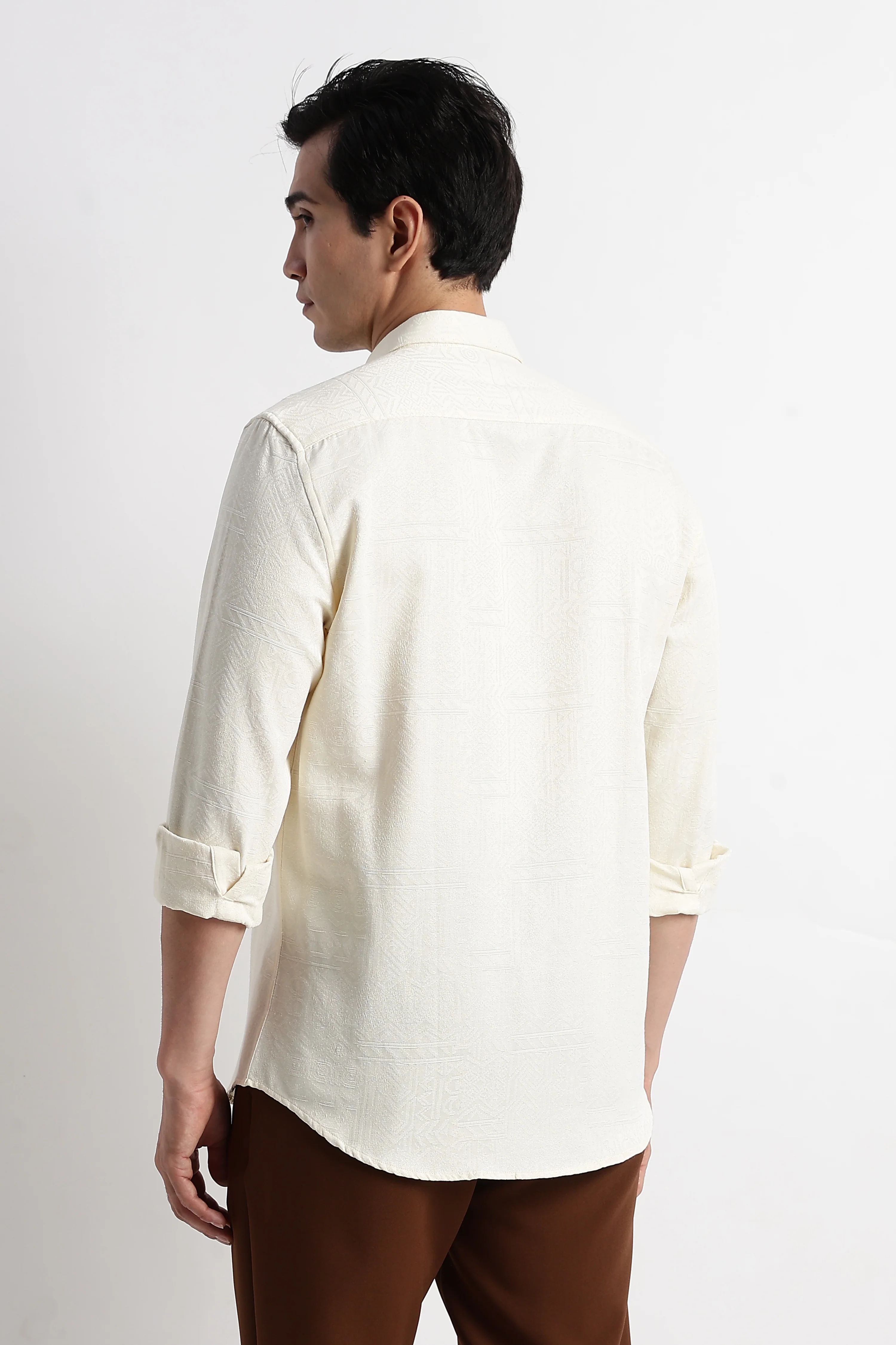 Men Textured Jacquard Shirt - Image 4