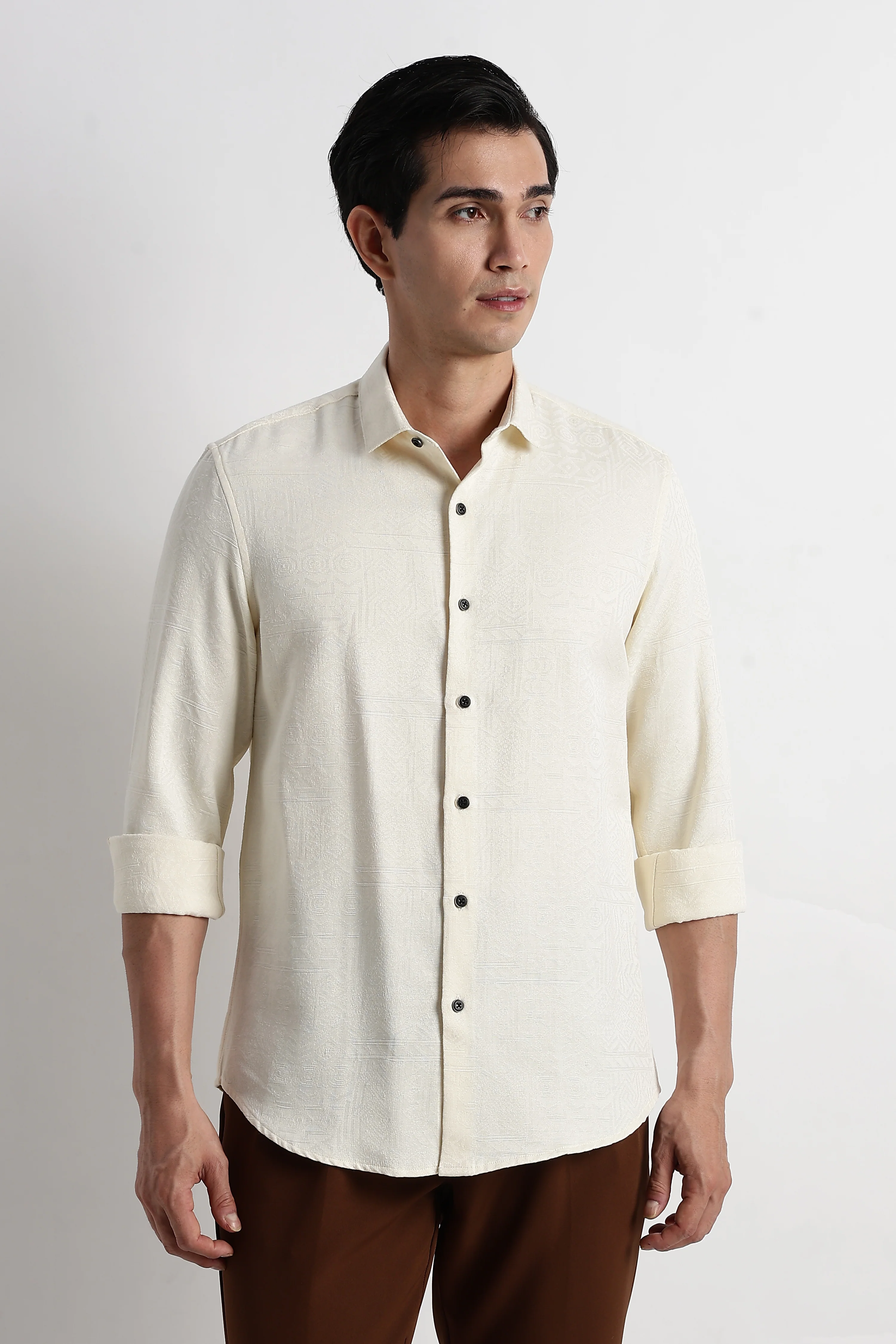 Men Textured Jacquard Shirt - Image 5