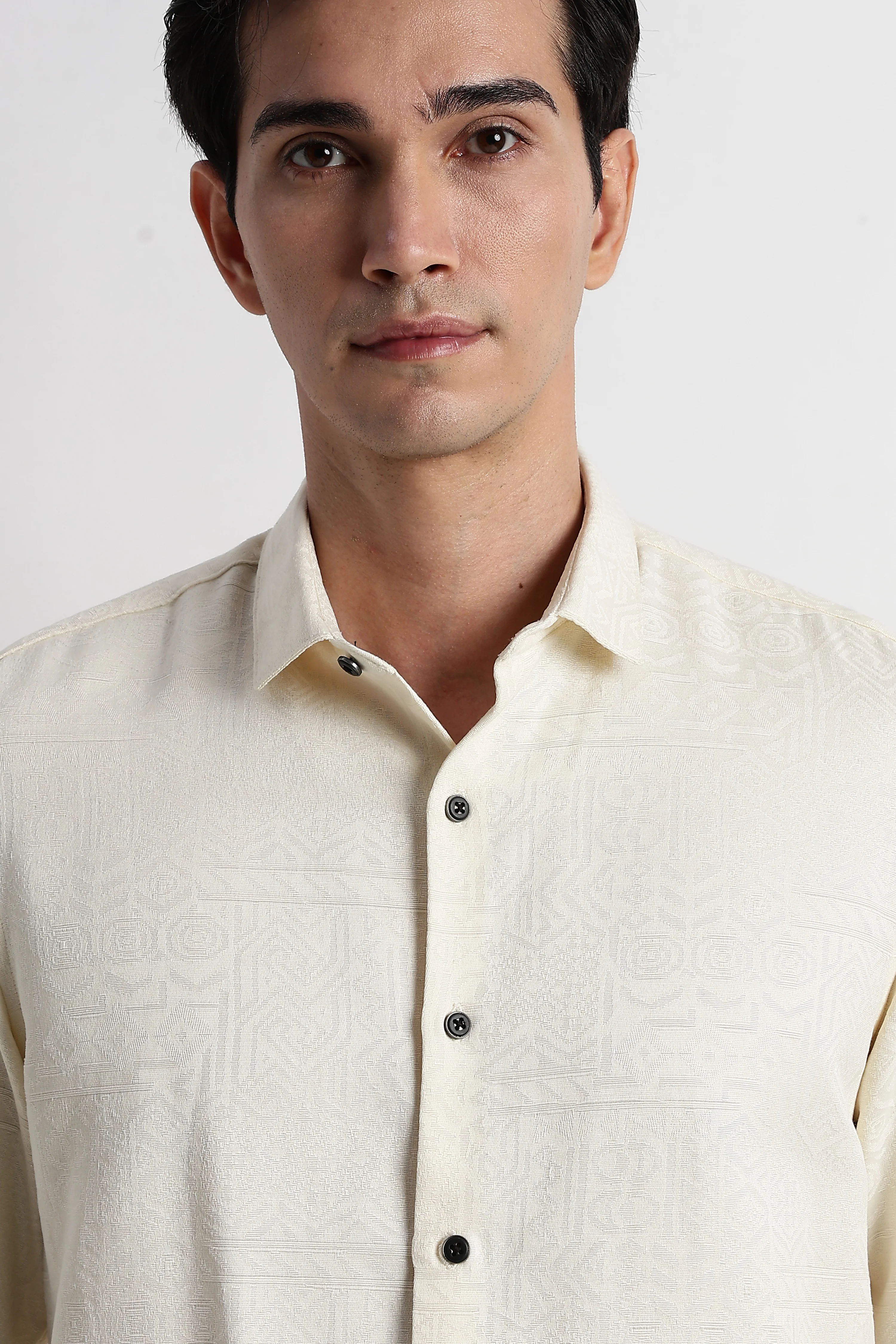 Men Textured Jacquard Shirt - Image 6