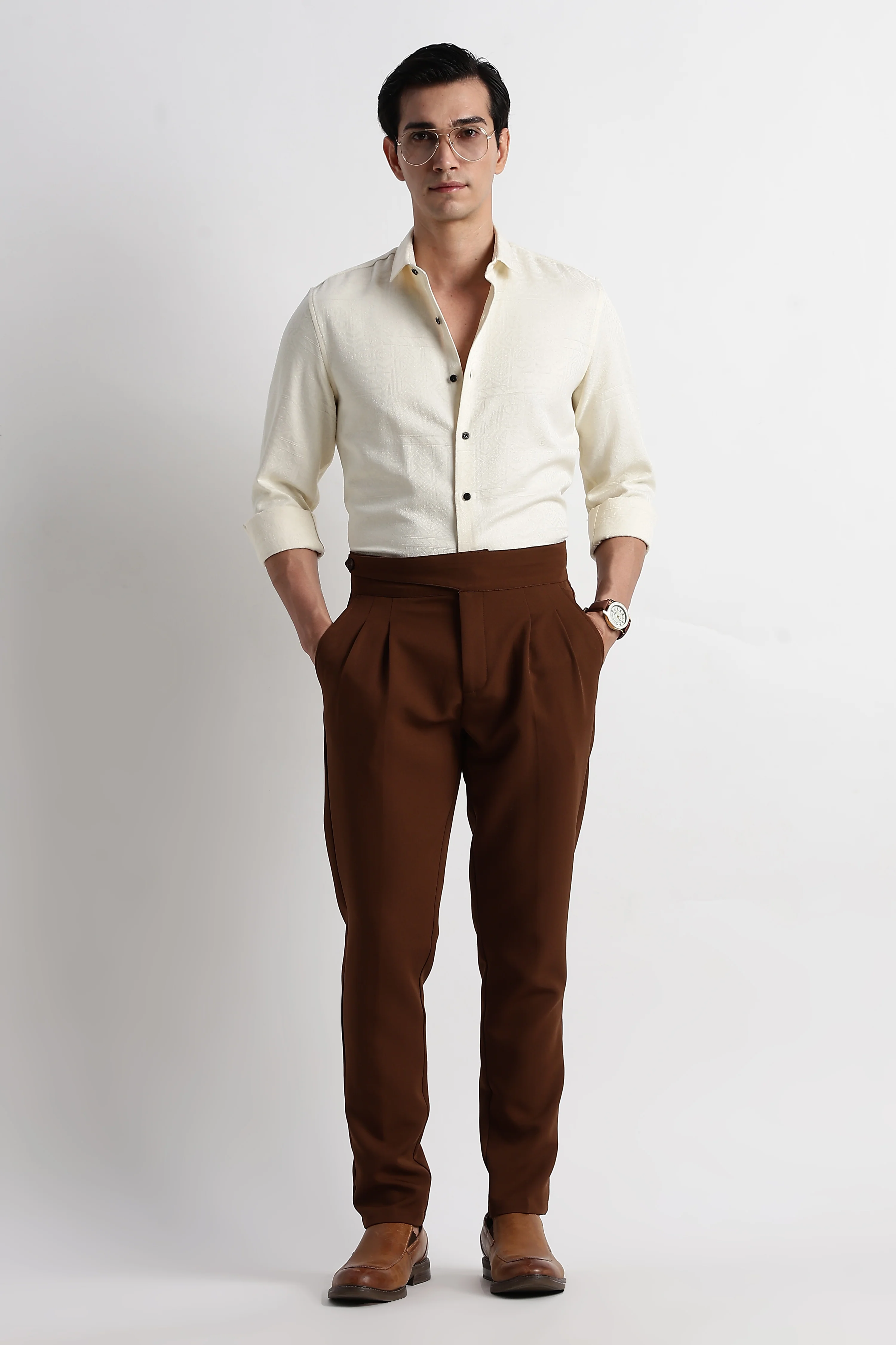 Men Textured Jacquard Shirt - Image 8
