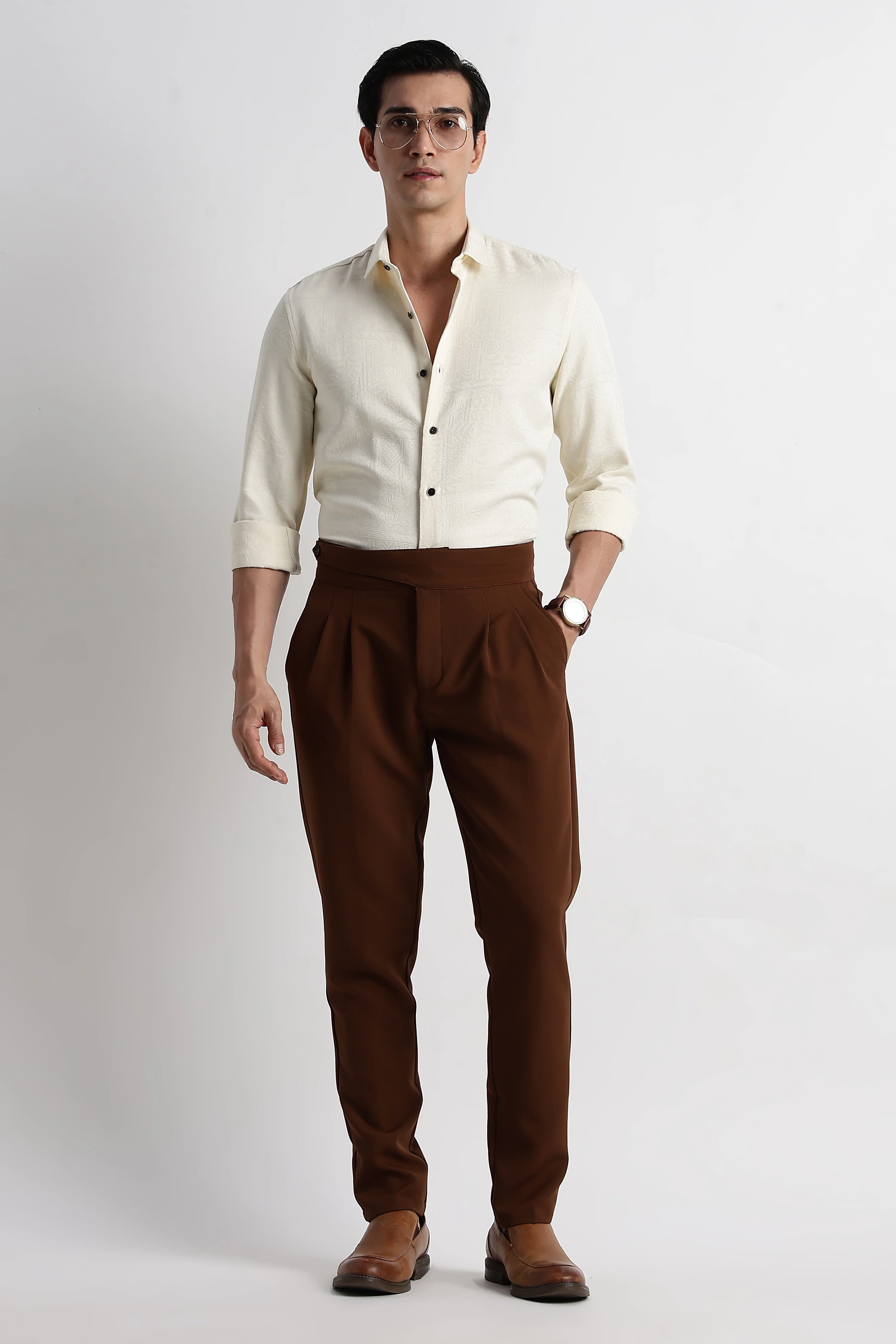 Men Textured Jacquard Shirt - Image 9