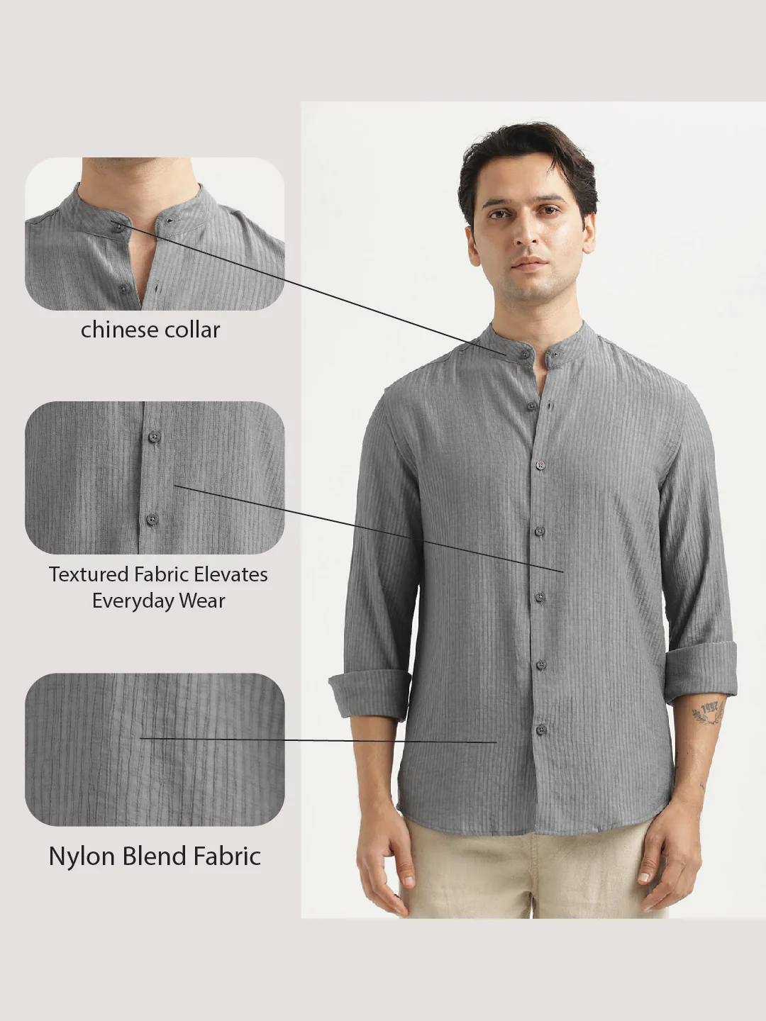 Men Textured Nylon Shirt - Image 2