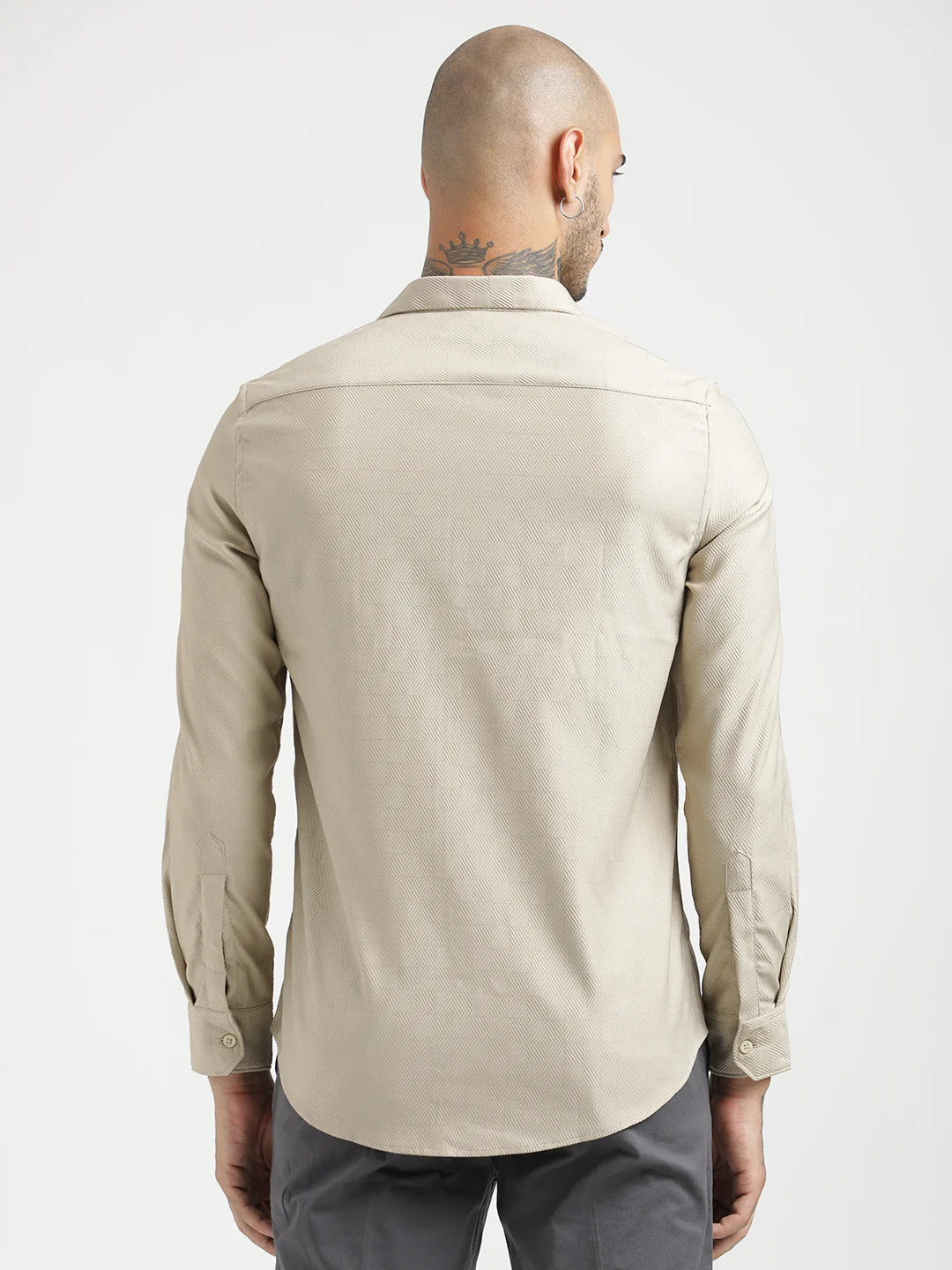 Men Textured Poly Shirt with Structured Finish - Image 3