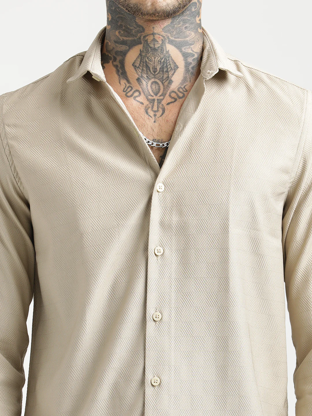 Men Textured Poly Shirt with Structured Finish - Image 6