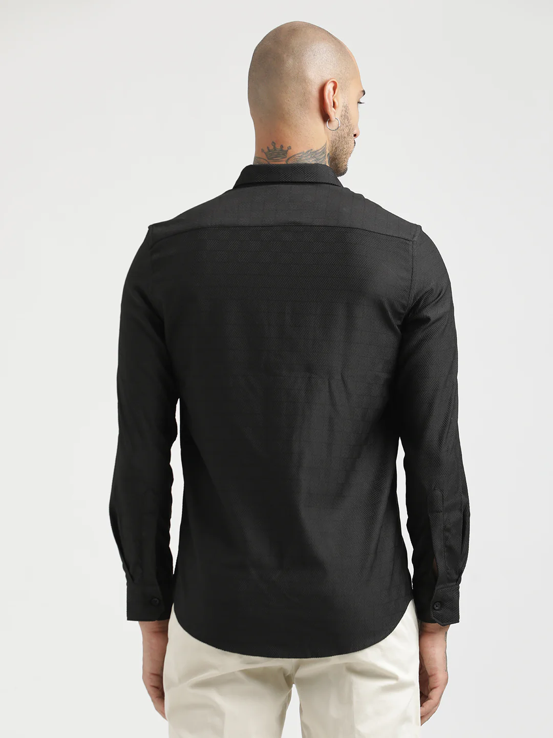 Men Textured Poly Shirt with Structured Finish - Image 2