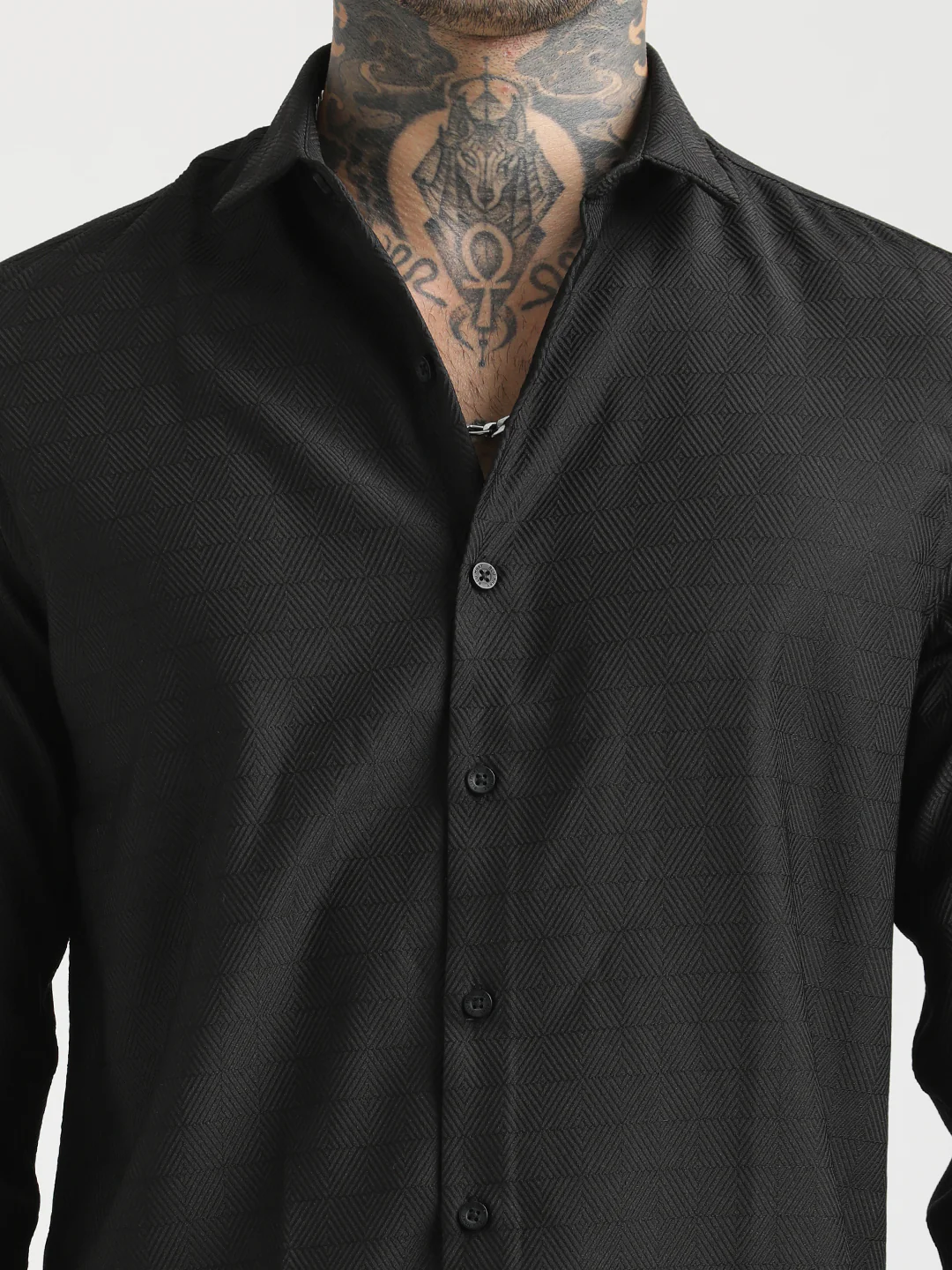 Men Textured Poly Shirt with Structured Finish - Image 7
